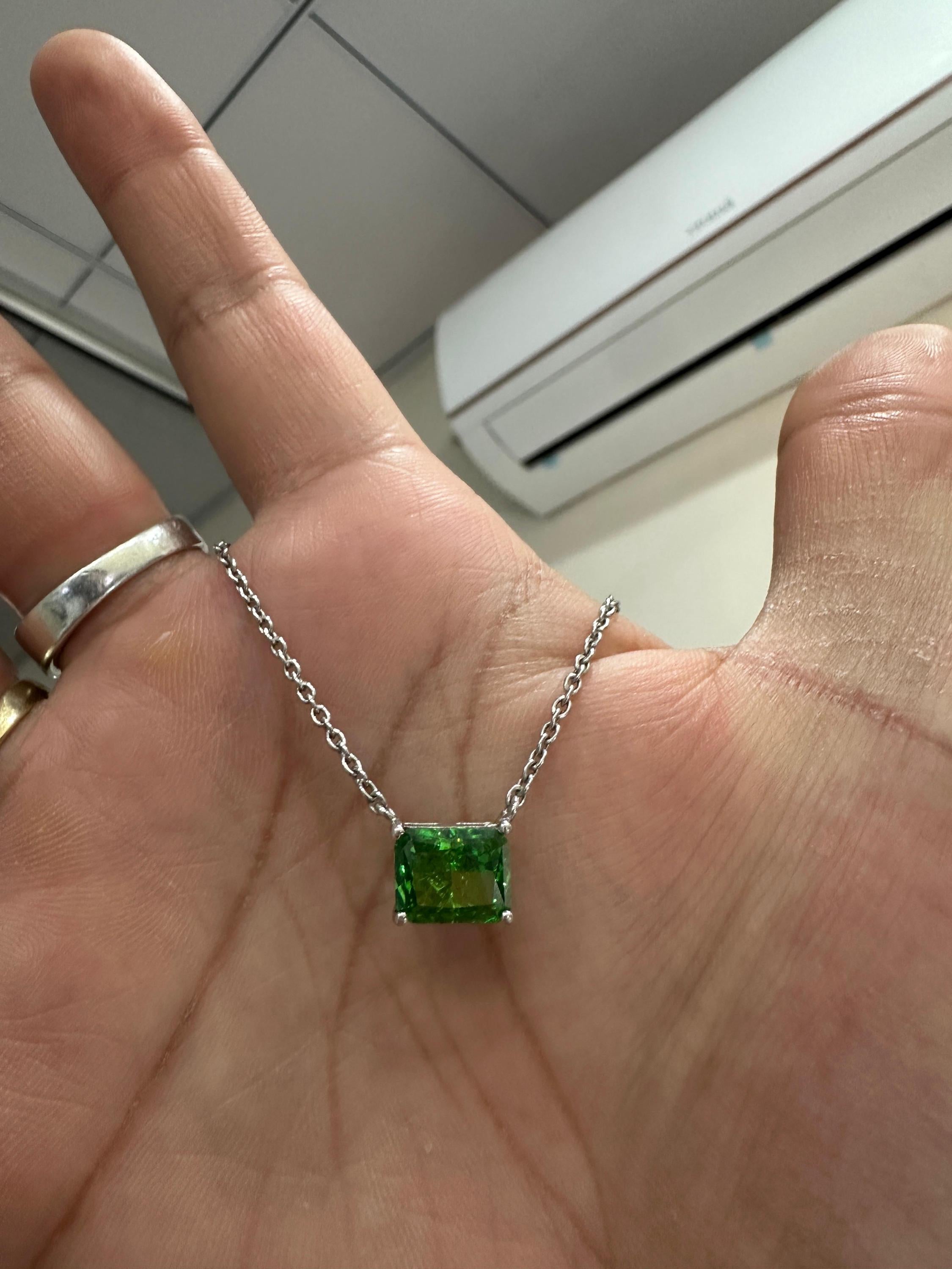 4 CT Zambian Emerald Pendant Necklace | 925 Sterling Silver | Gift for him her