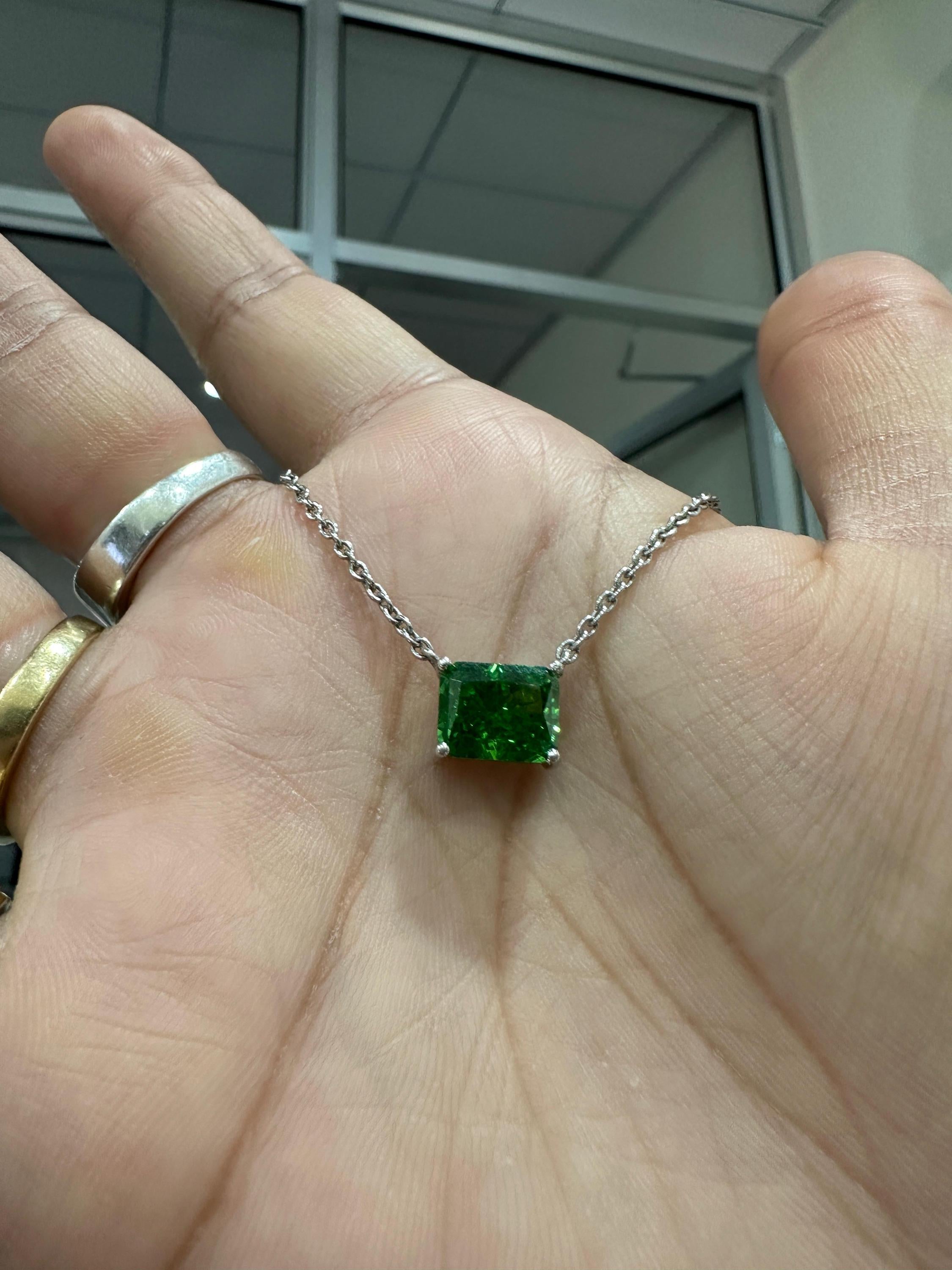 4 CT Zambian Emerald Pendant Necklace | 925 Sterling Silver | Gift for him her