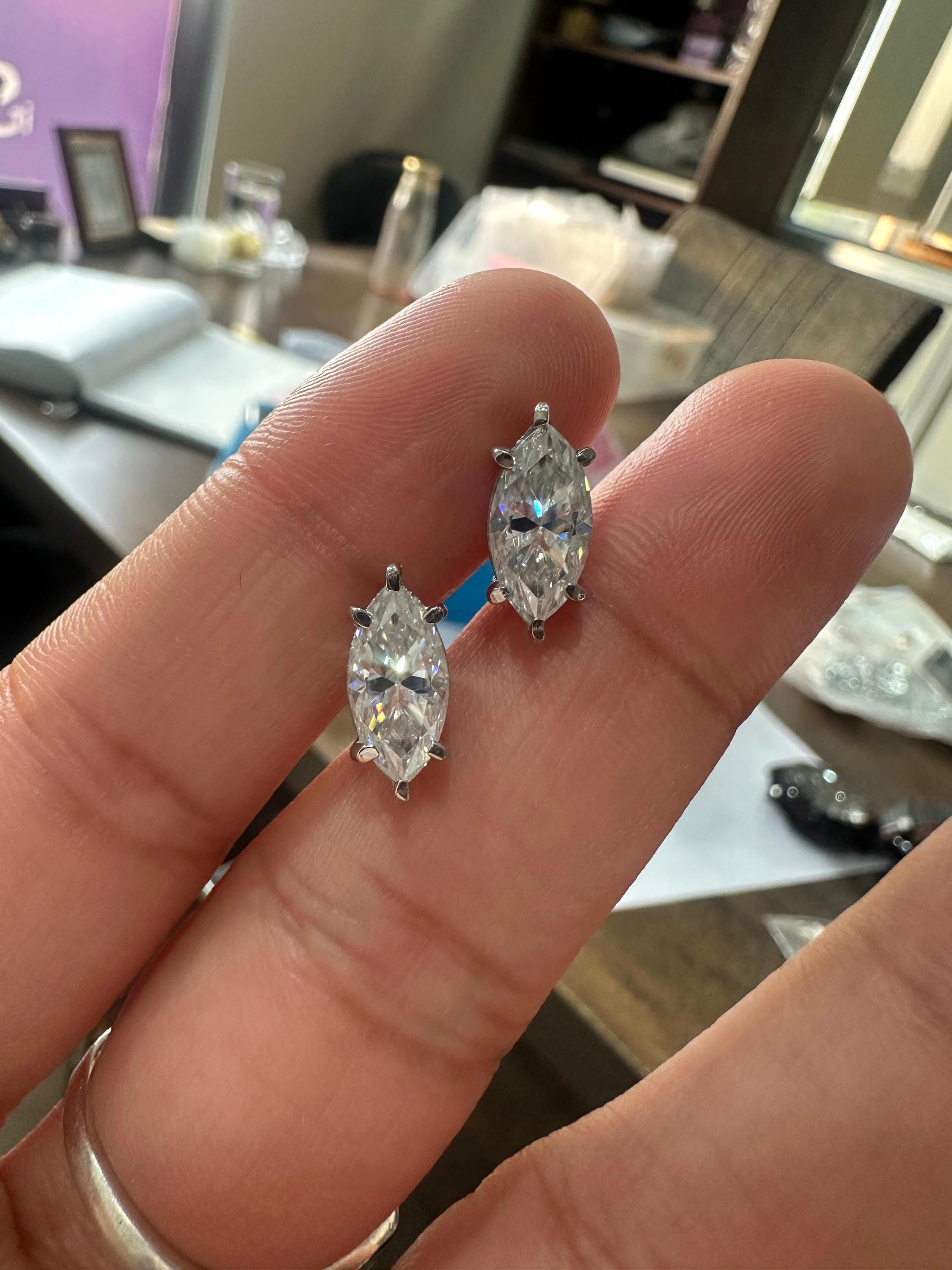 Marquise Moissanite Earrings | 5 CT Daimond Alternative Jewelry | 925 Silver