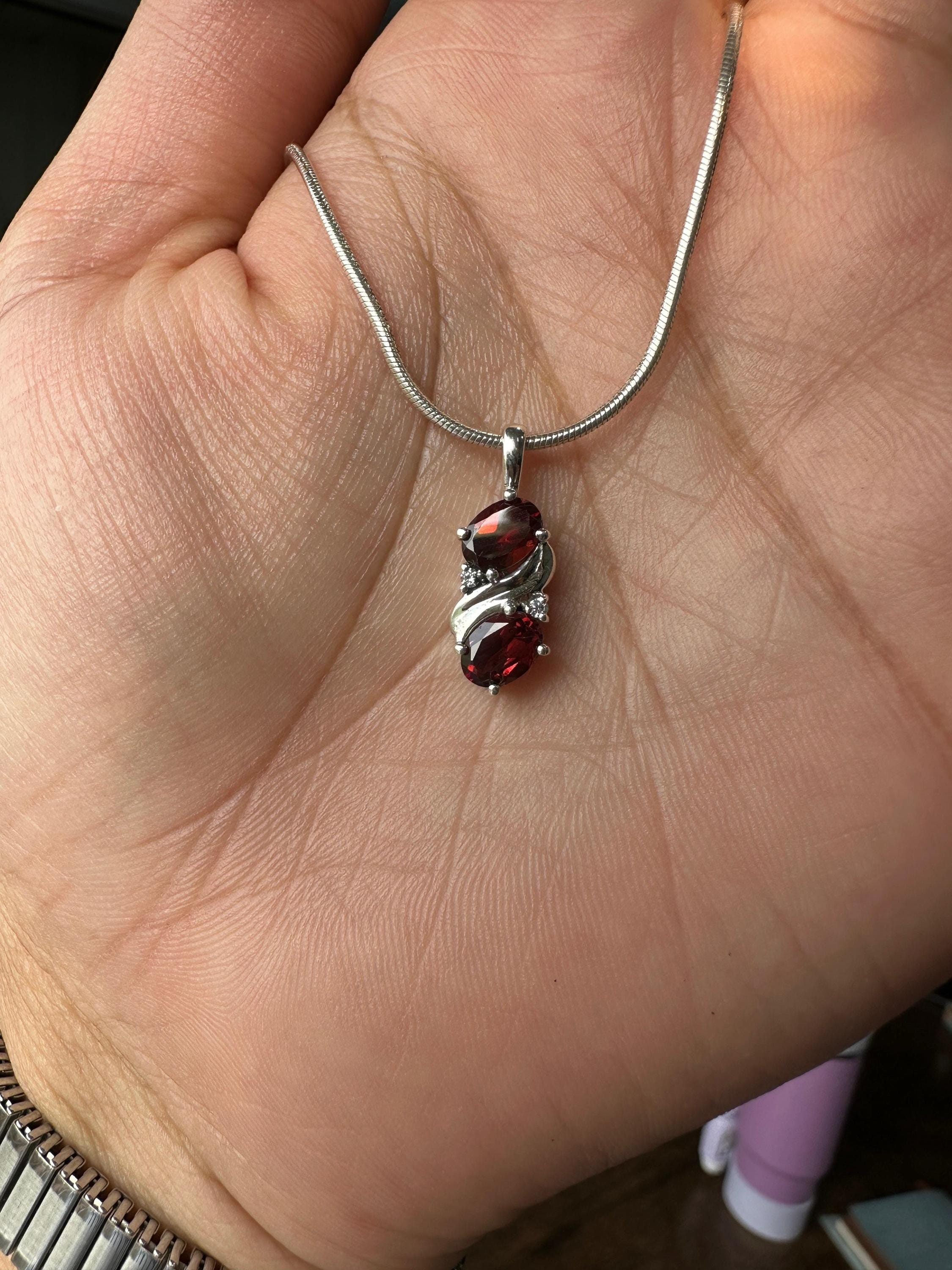 Red Garnet Pendant | 925 Sterling Silver Necklace | January Birthstone Jewelry