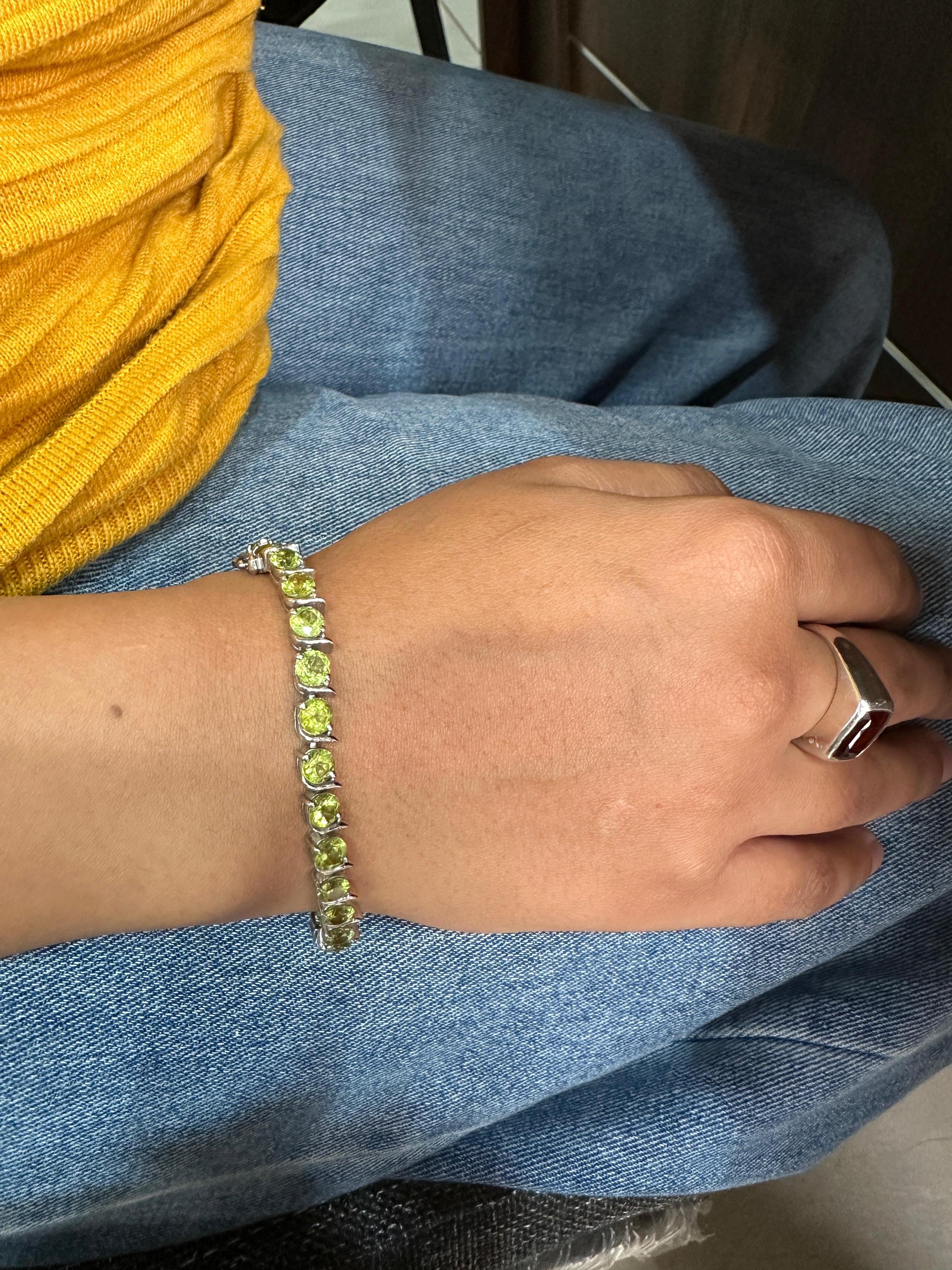 Peridot Tennis Bracelet | 925 Sterling Silver, August Birthstone Jewelry, Luxury Gift for her