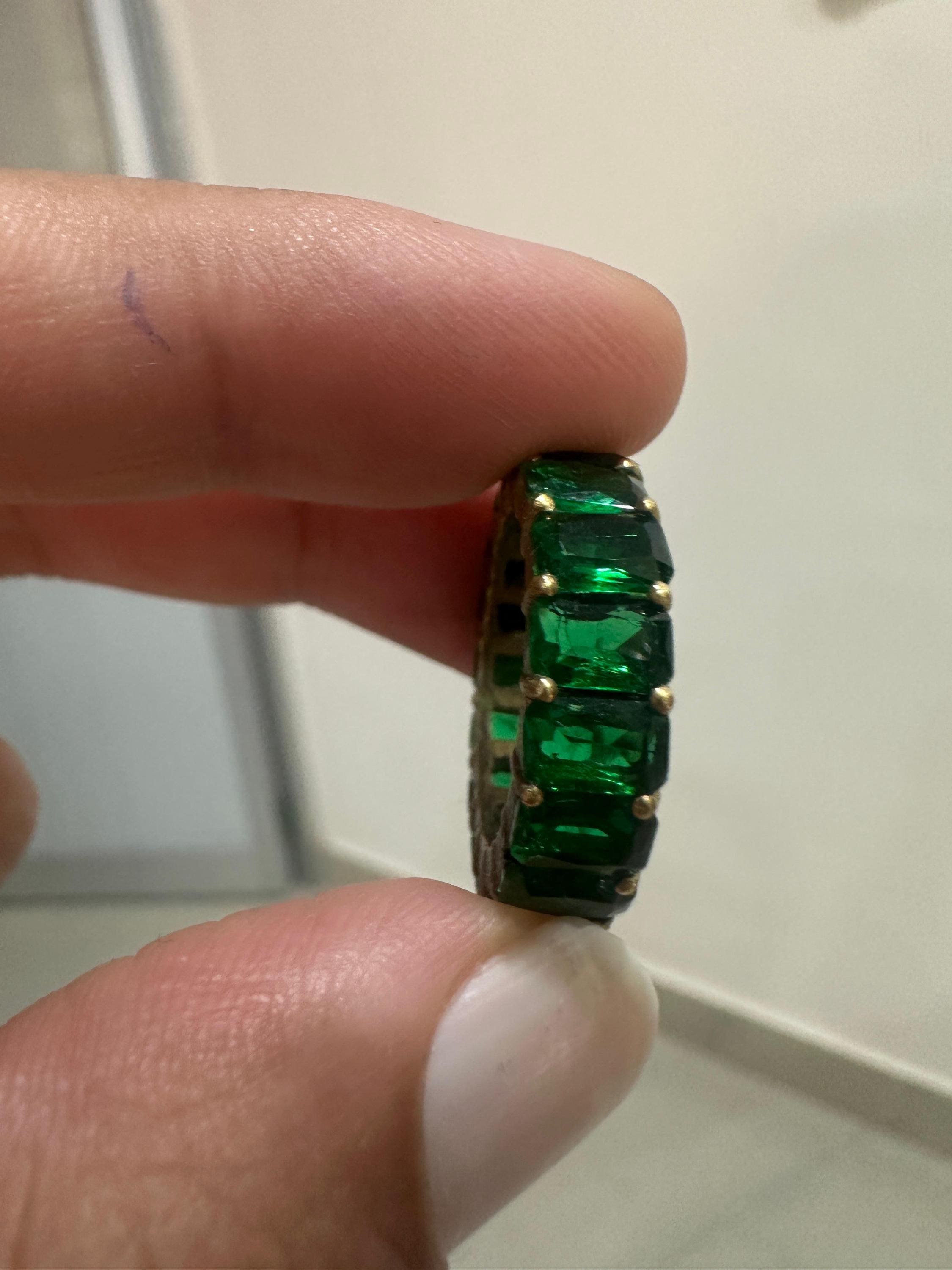 Emerald Eternity Band Ring | 14K Gold Finish, 11 Ct