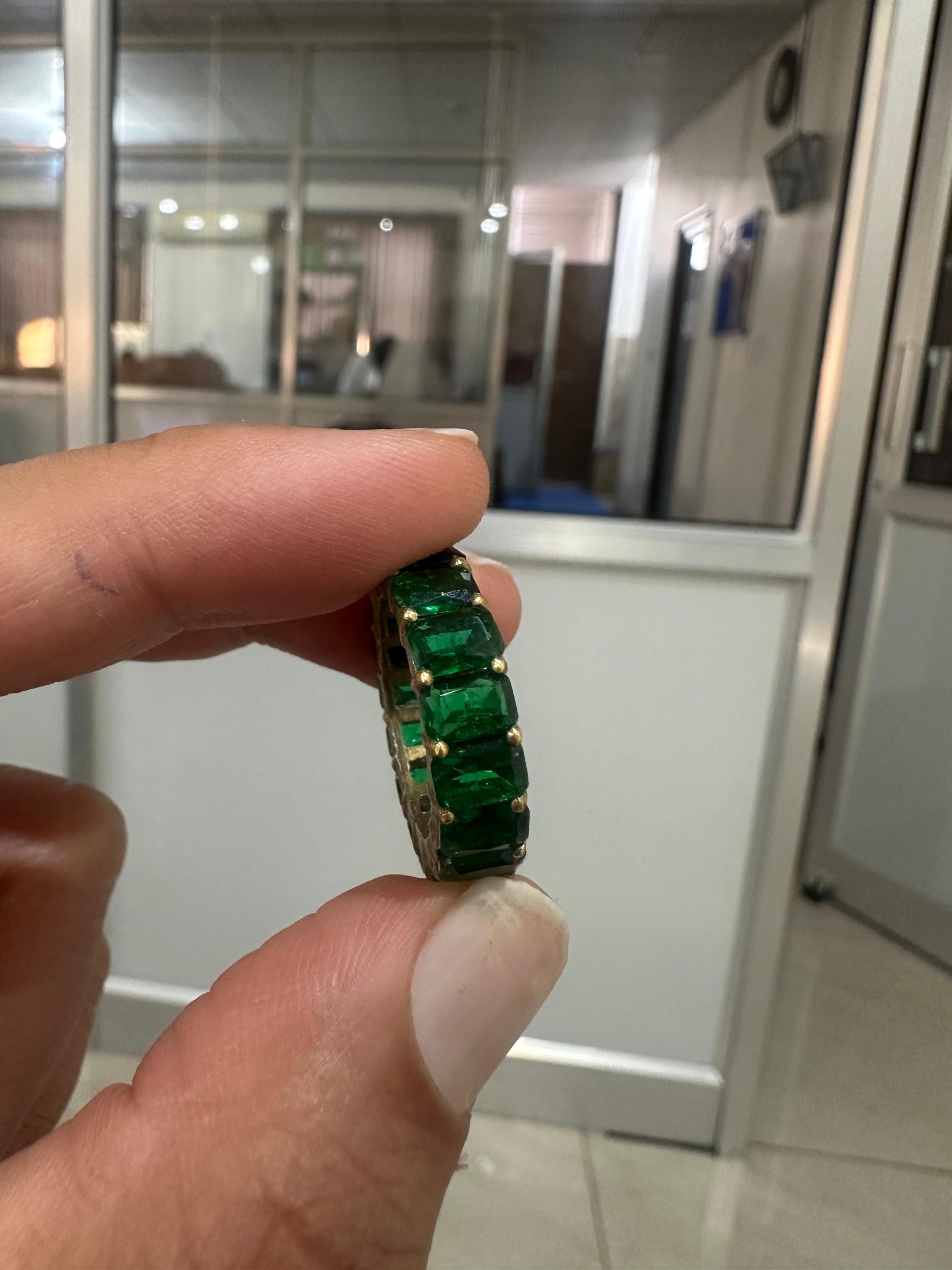 Emerald Eternity Band Ring | 14K Gold Finish, 11 Ct
