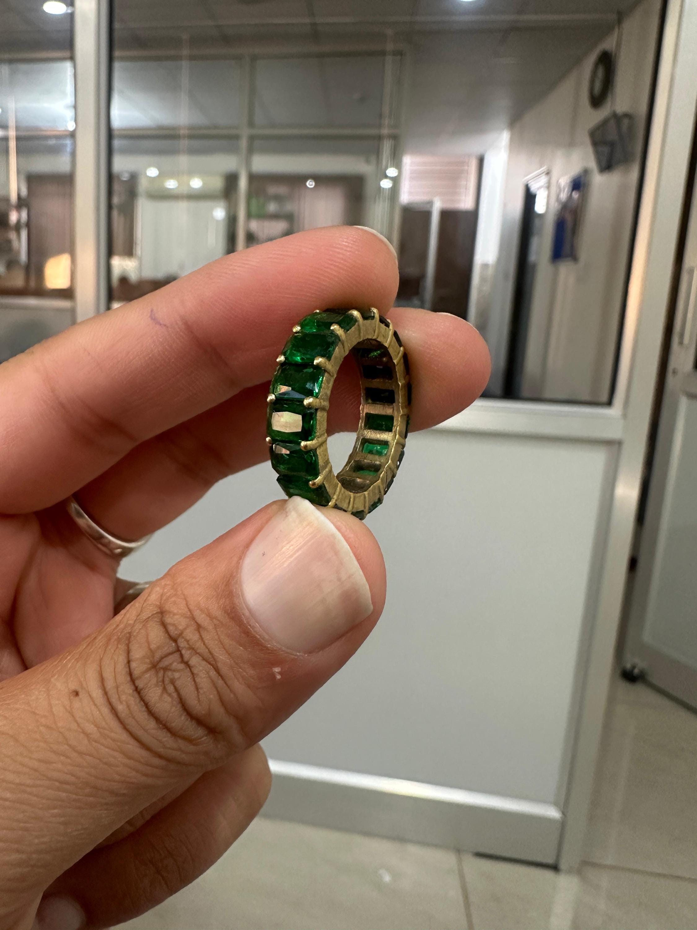 Emerald Eternity Band Ring | 14K Gold Finish, 11 Ct