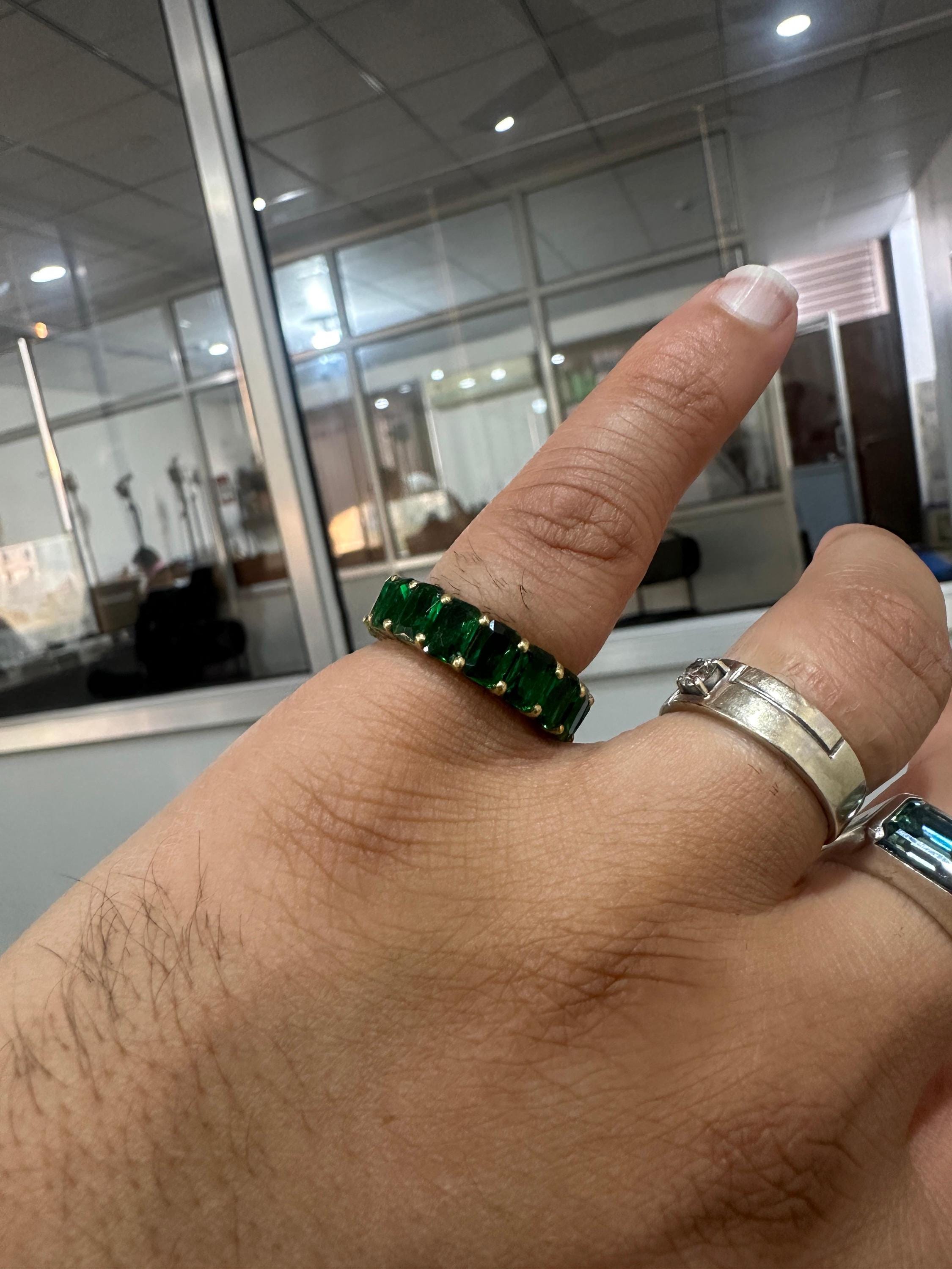 Emerald Eternity Band Ring | 14K Gold Finish, 11 Ct