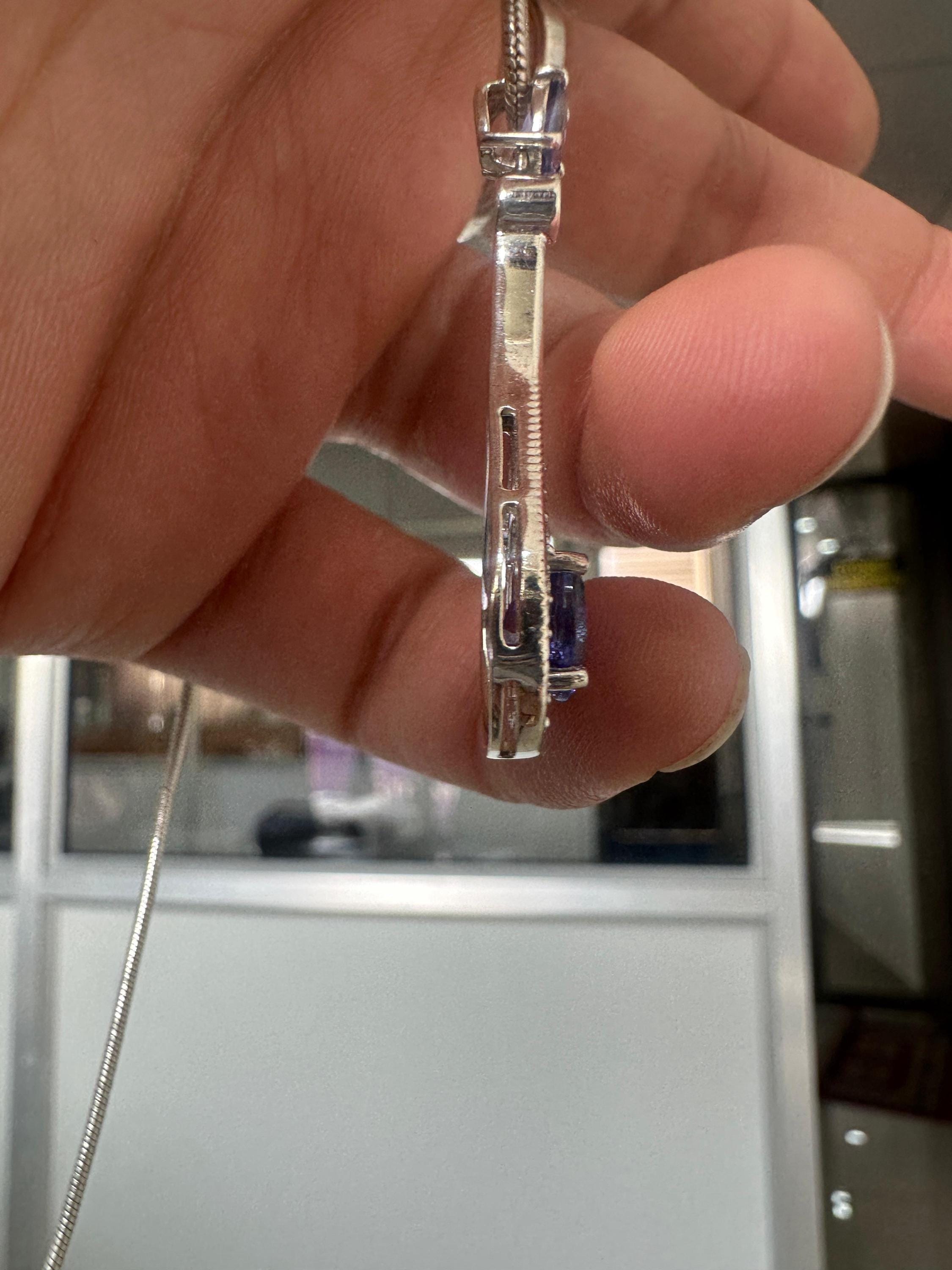 14k Tanzanite Drop Pendant Necklace for Women | Unique Anniversary Gift