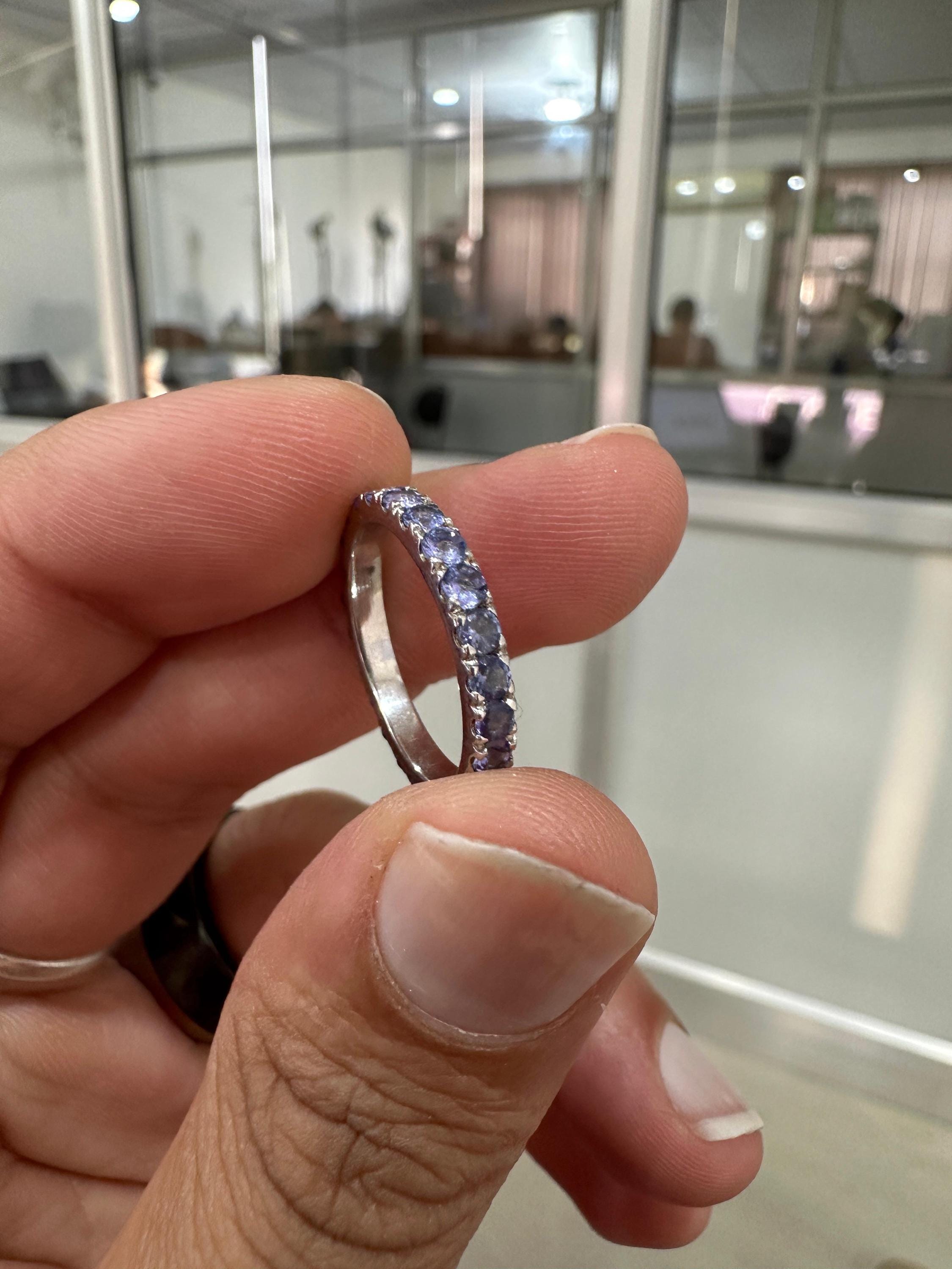 Tanzanite Eternity Band | 14K White Gold Wedding Ring