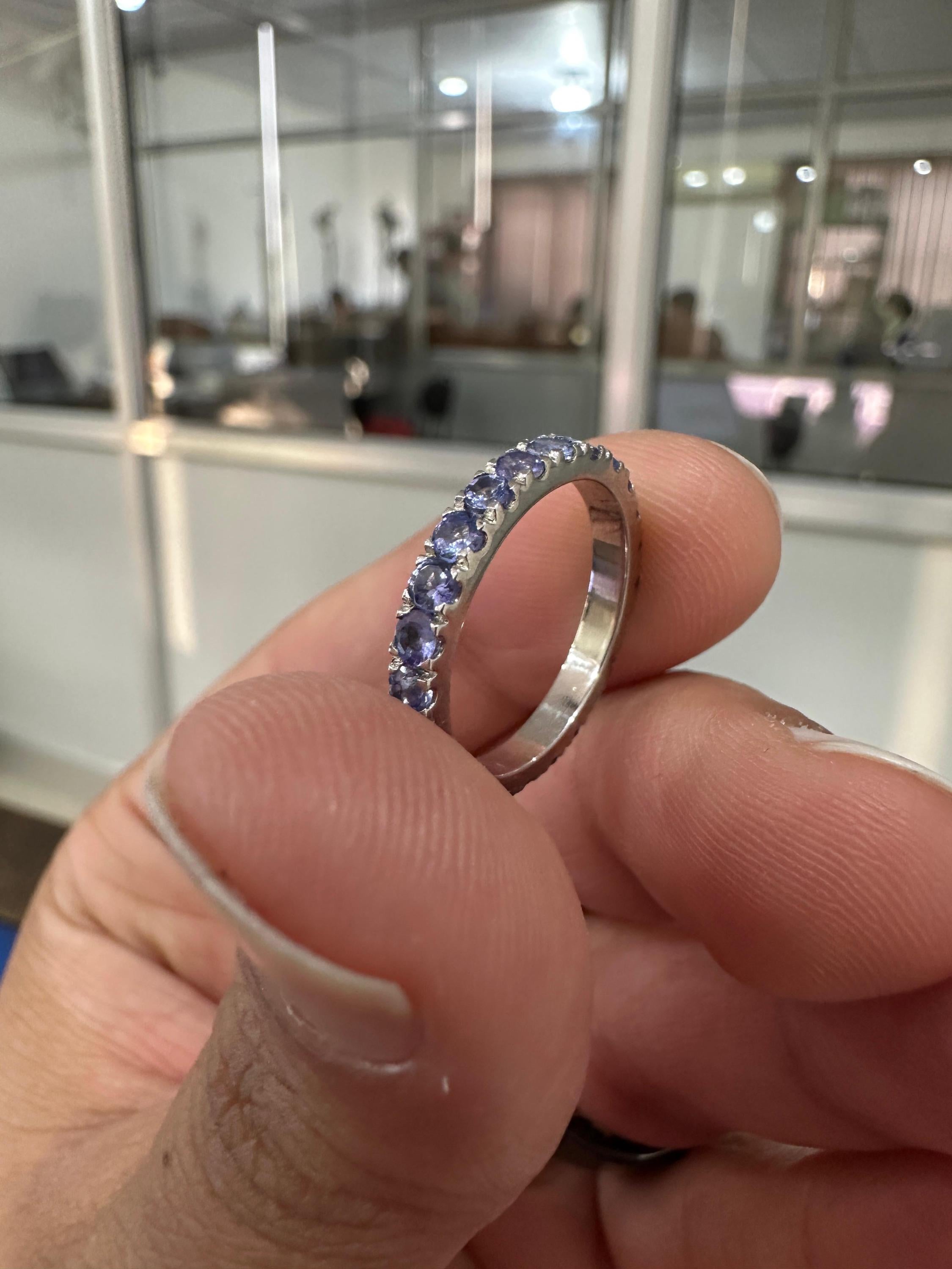 Tanzanite Eternity Band | 14K White Gold Wedding Ring