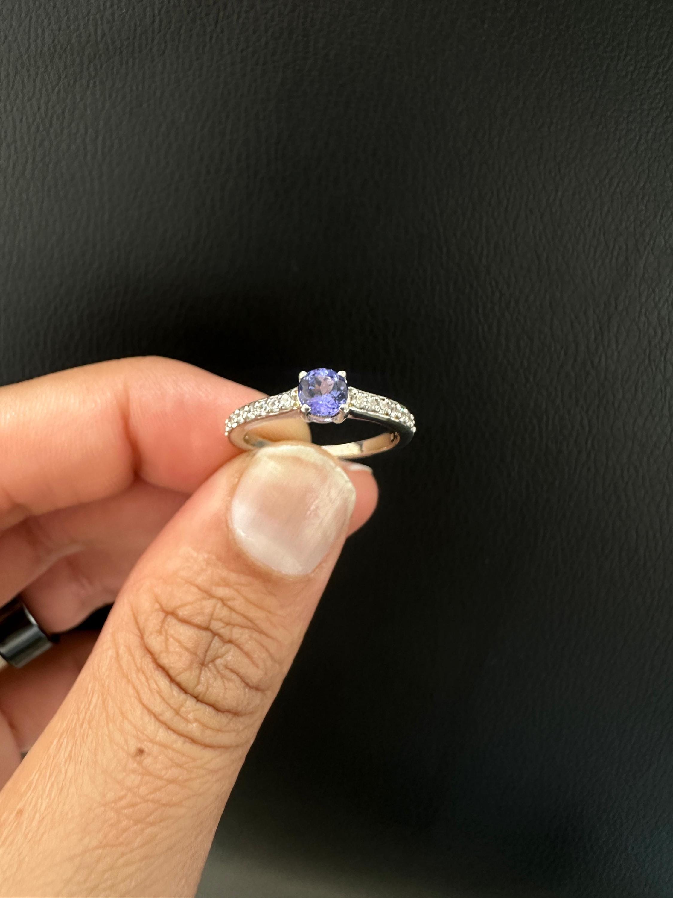 Natural Tanzanite Diamond Ring for women | 14K White Gold, Anniversary Gift for her