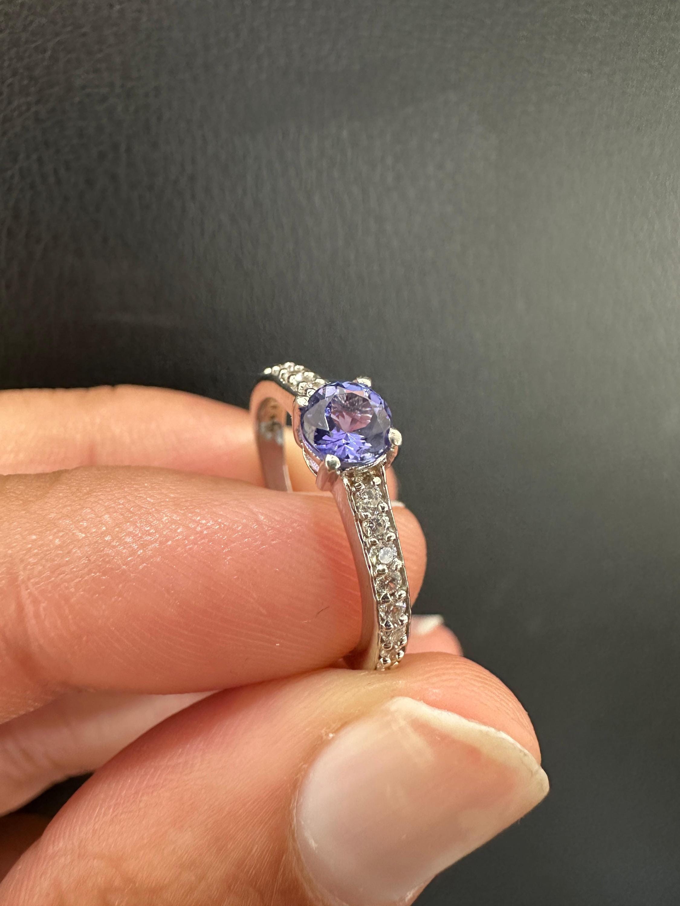 Natural Tanzanite Diamond Ring for women | 14K White Gold, Anniversary Gift for her