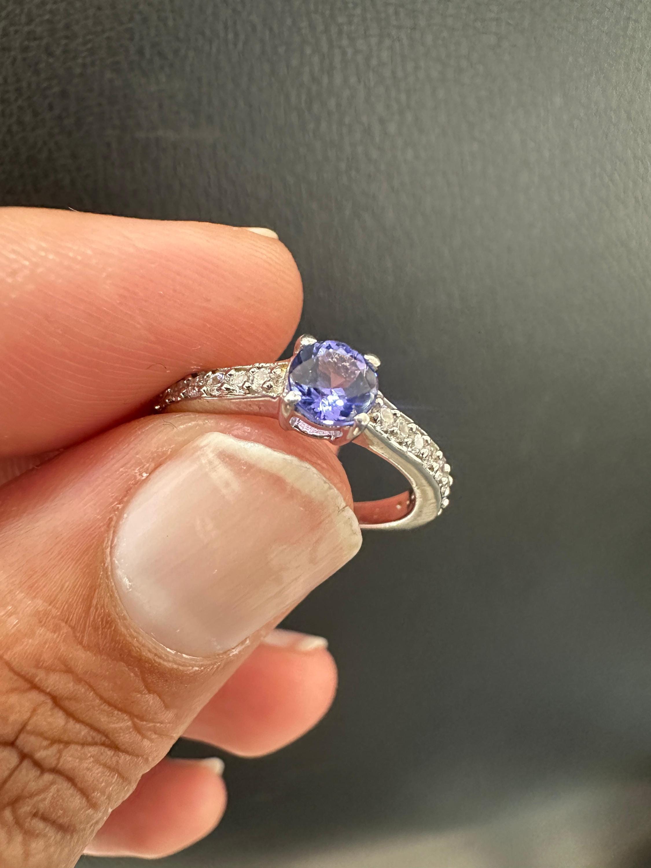 Natural Tanzanite Diamond Ring for women | 14K White Gold, Anniversary Gift for her