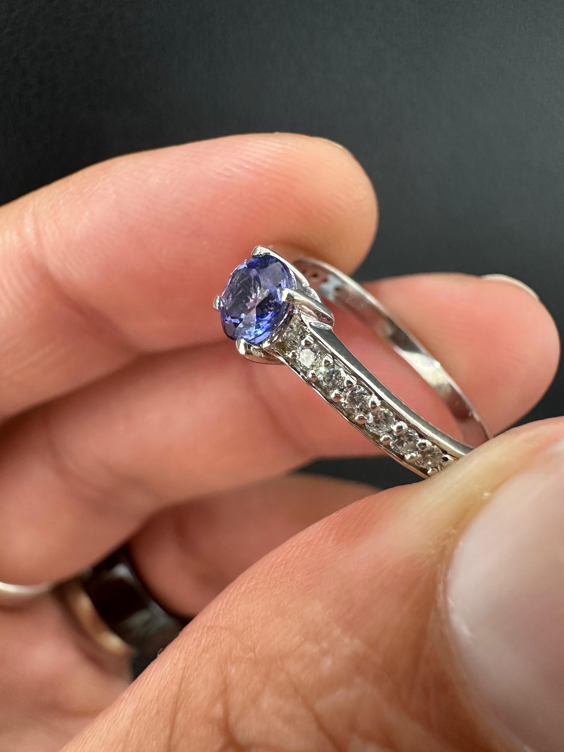 Natural Tanzanite Diamond Ring for women | 14K White Gold, Anniversary Gift for her