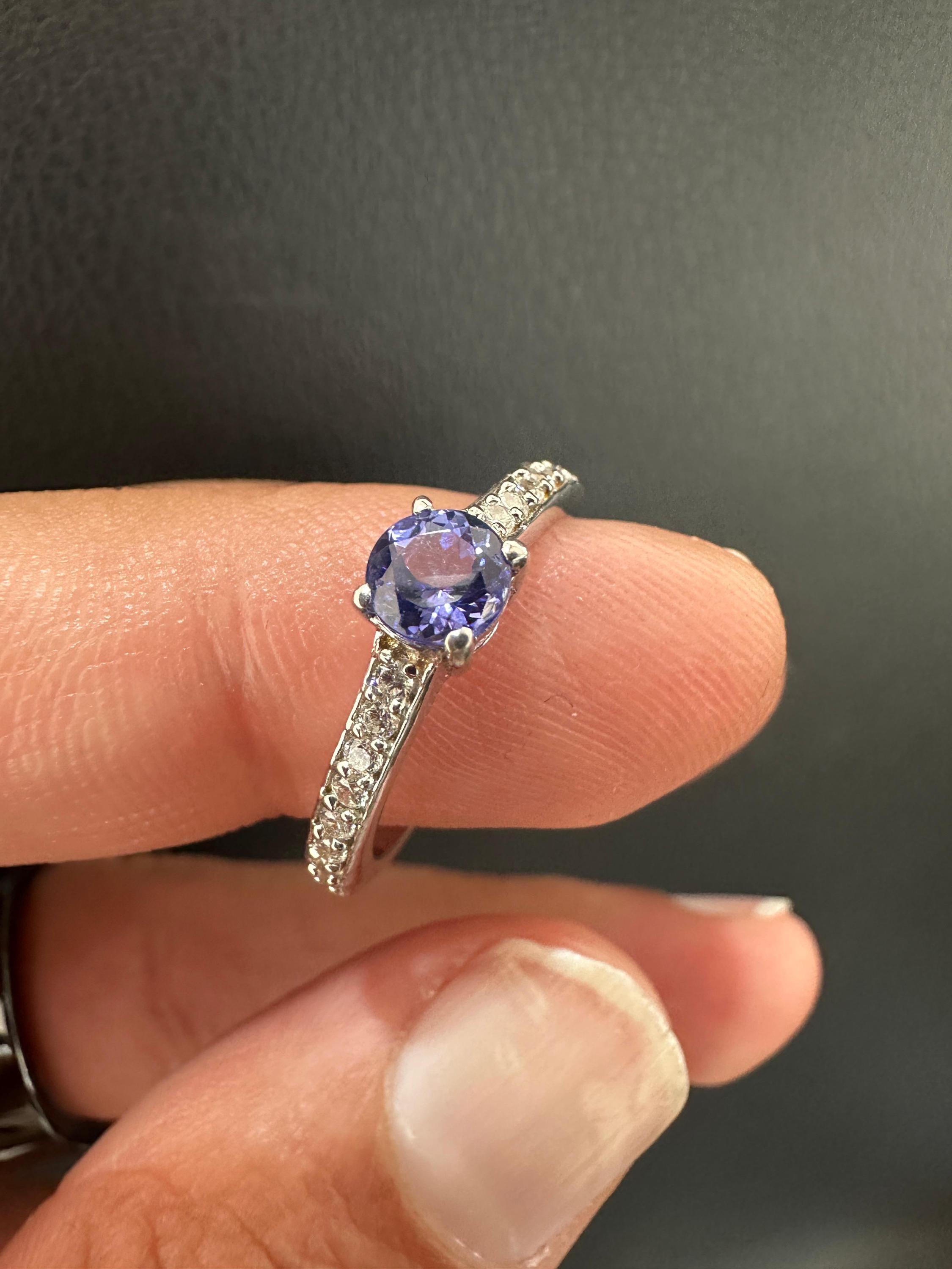 Natural Tanzanite Diamond Ring for women | 14K White Gold, Anniversary Gift for her