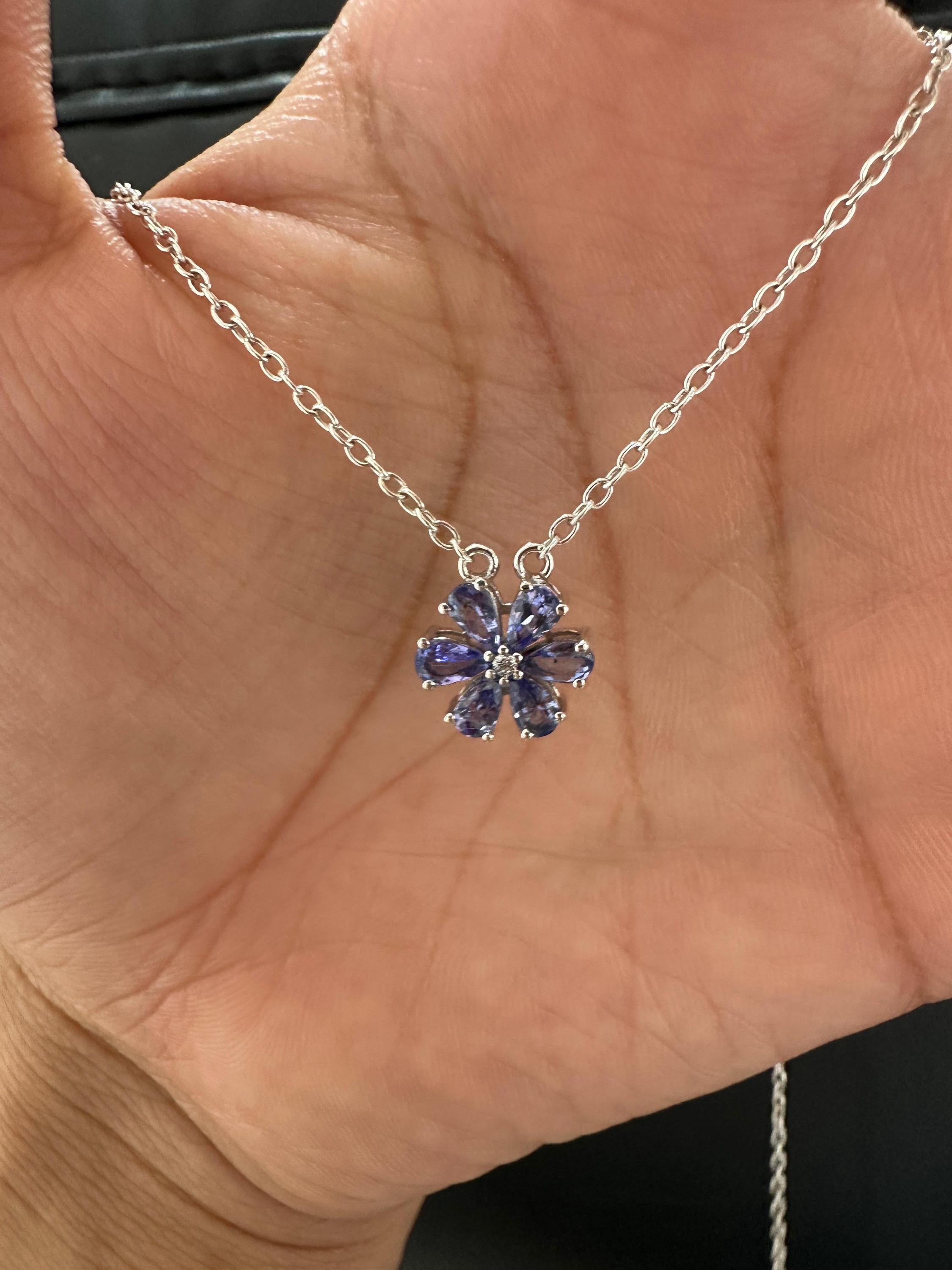 Floral Tanzanite Pendant Necklace | 925 Silver, December Birthstone Jewelry
