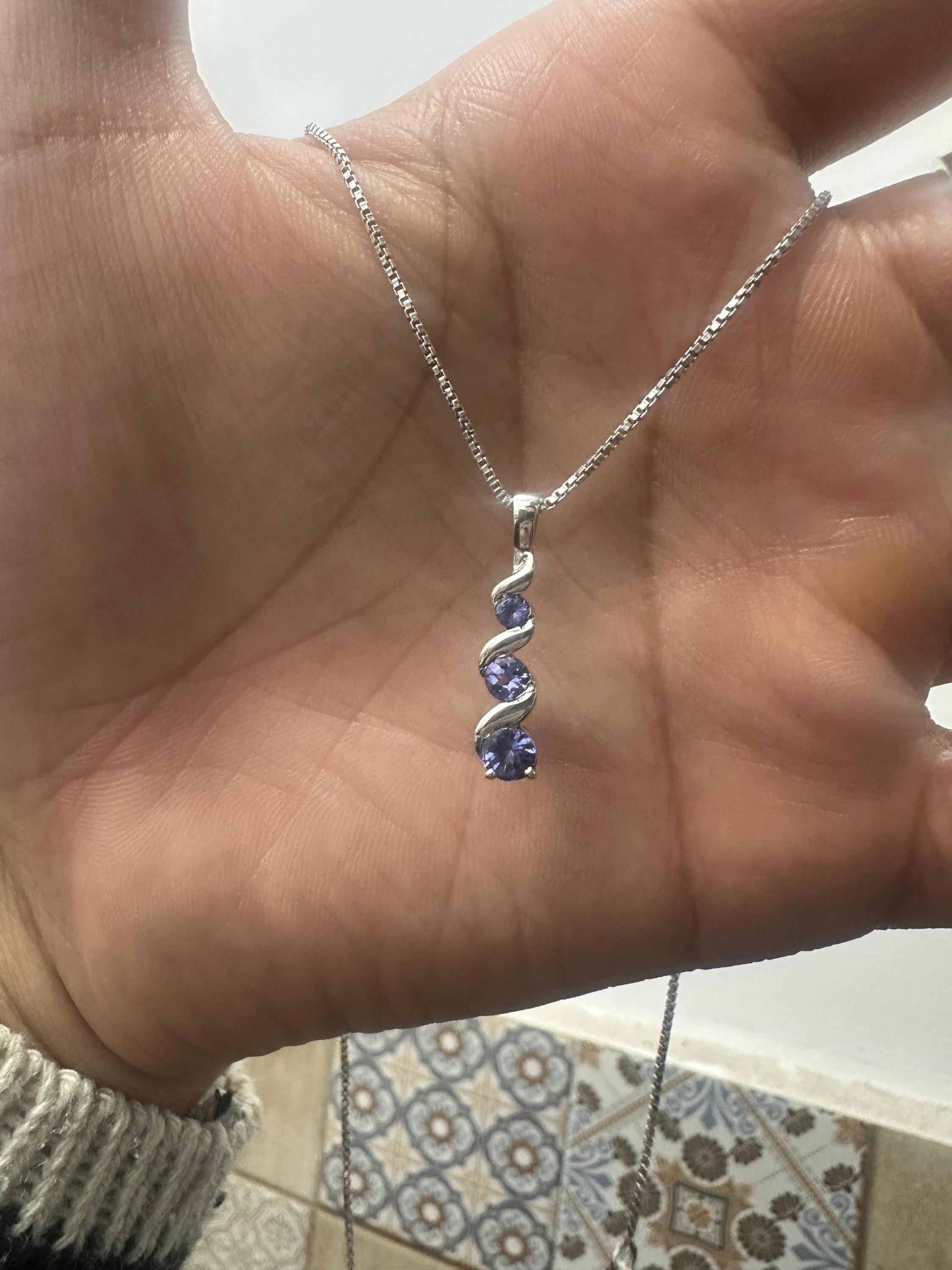 Unique Tanzanite Pendant Necklace | 925 Sterling Silver | December Birthstone Jewelry