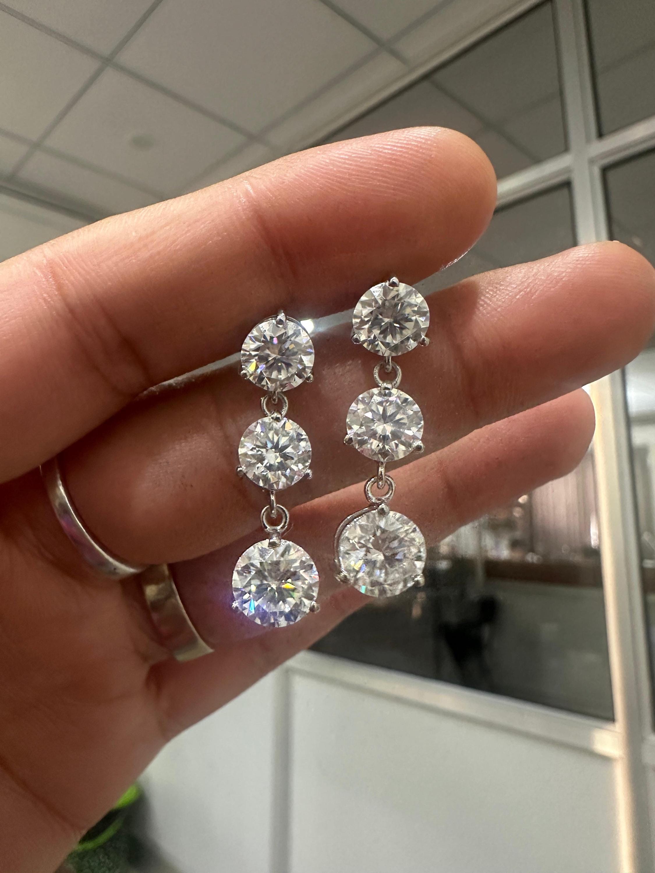 Moissanite Drop Earrings | 925 Sterling Silver Anniversary Gift