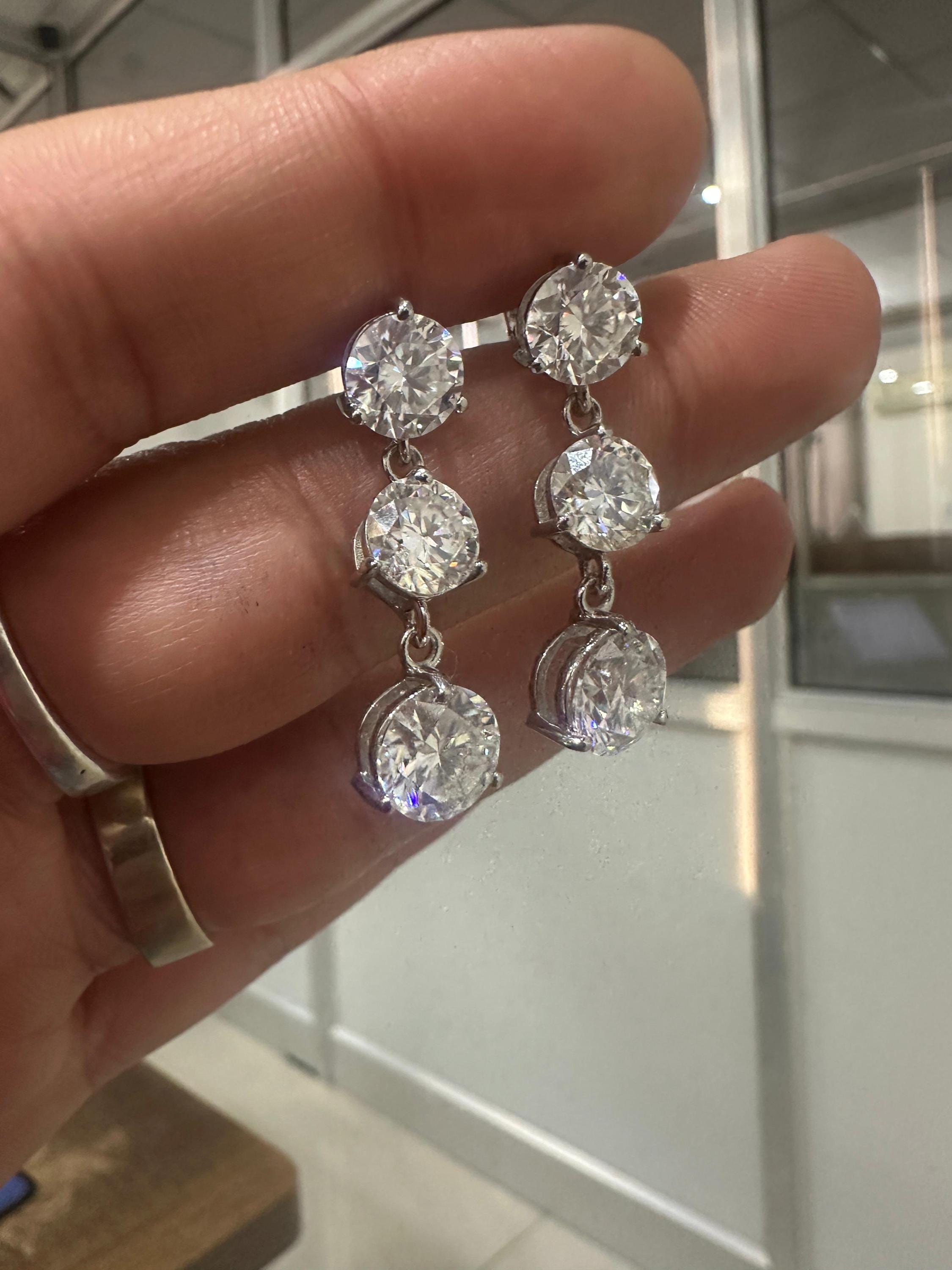 Moissanite Drop Earrings | 925 Sterling Silver Anniversary Gift