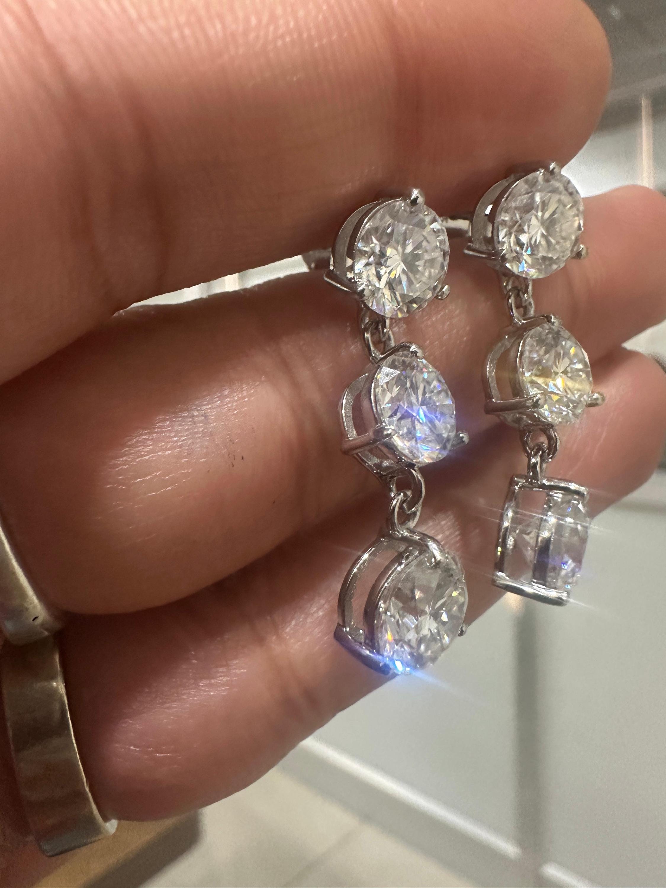 Moissanite Drop Earrings | 925 Sterling Silver Anniversary Gift