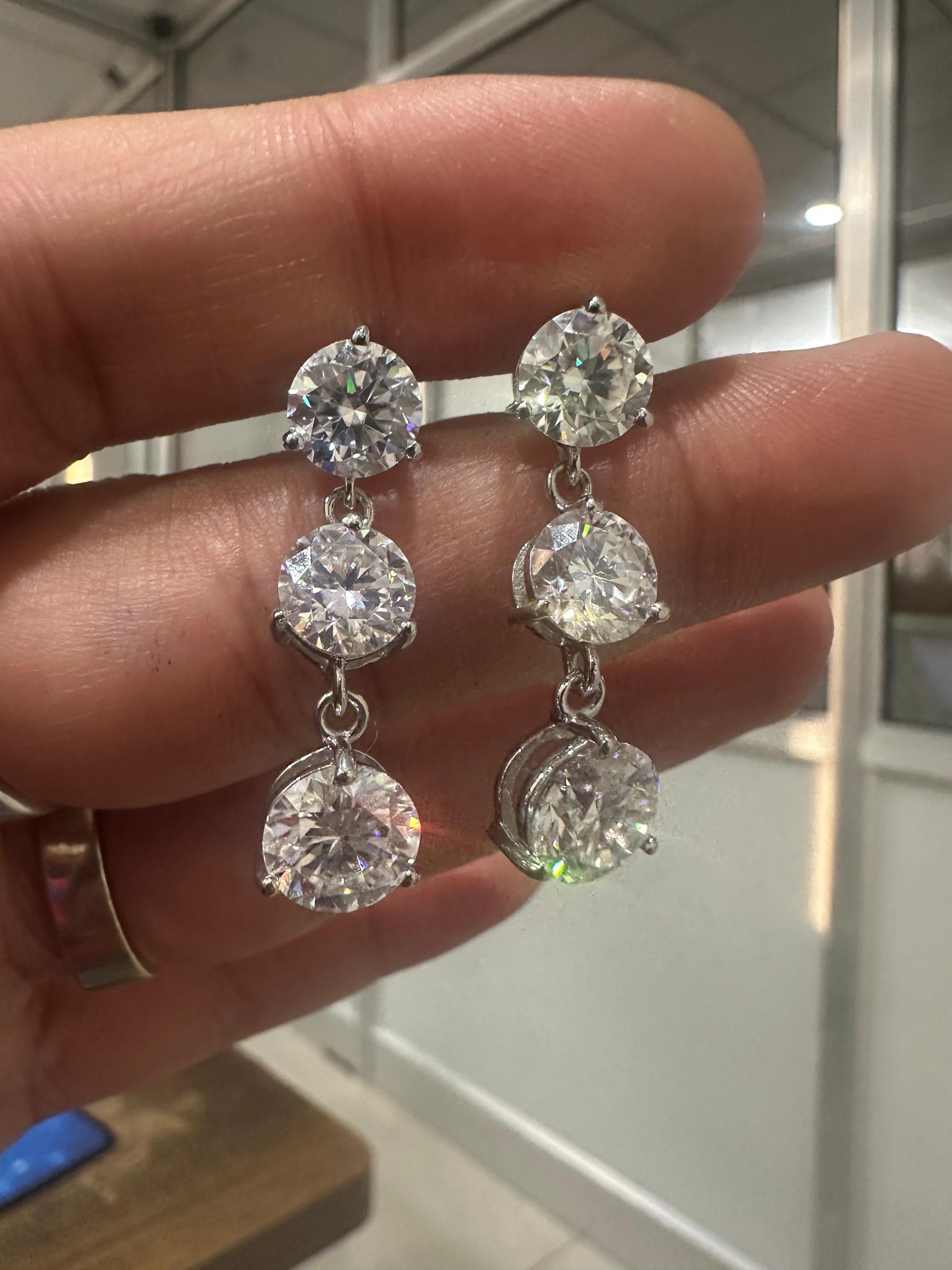 Moissanite Drop Earrings | 925 Sterling Silver Anniversary Gift