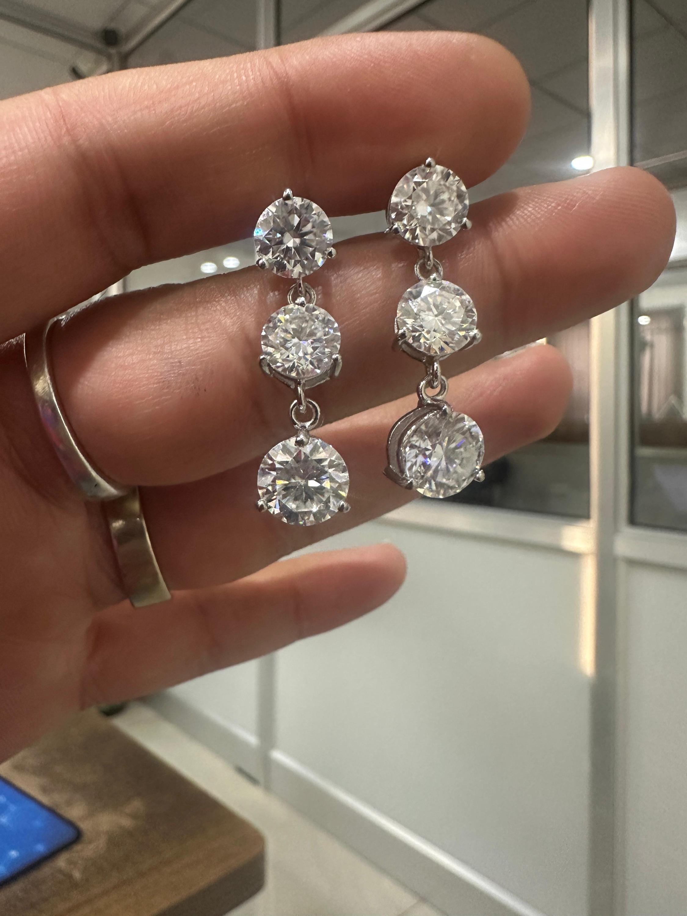 Moissanite Drop Earrings | 925 Sterling Silver Anniversary Gift