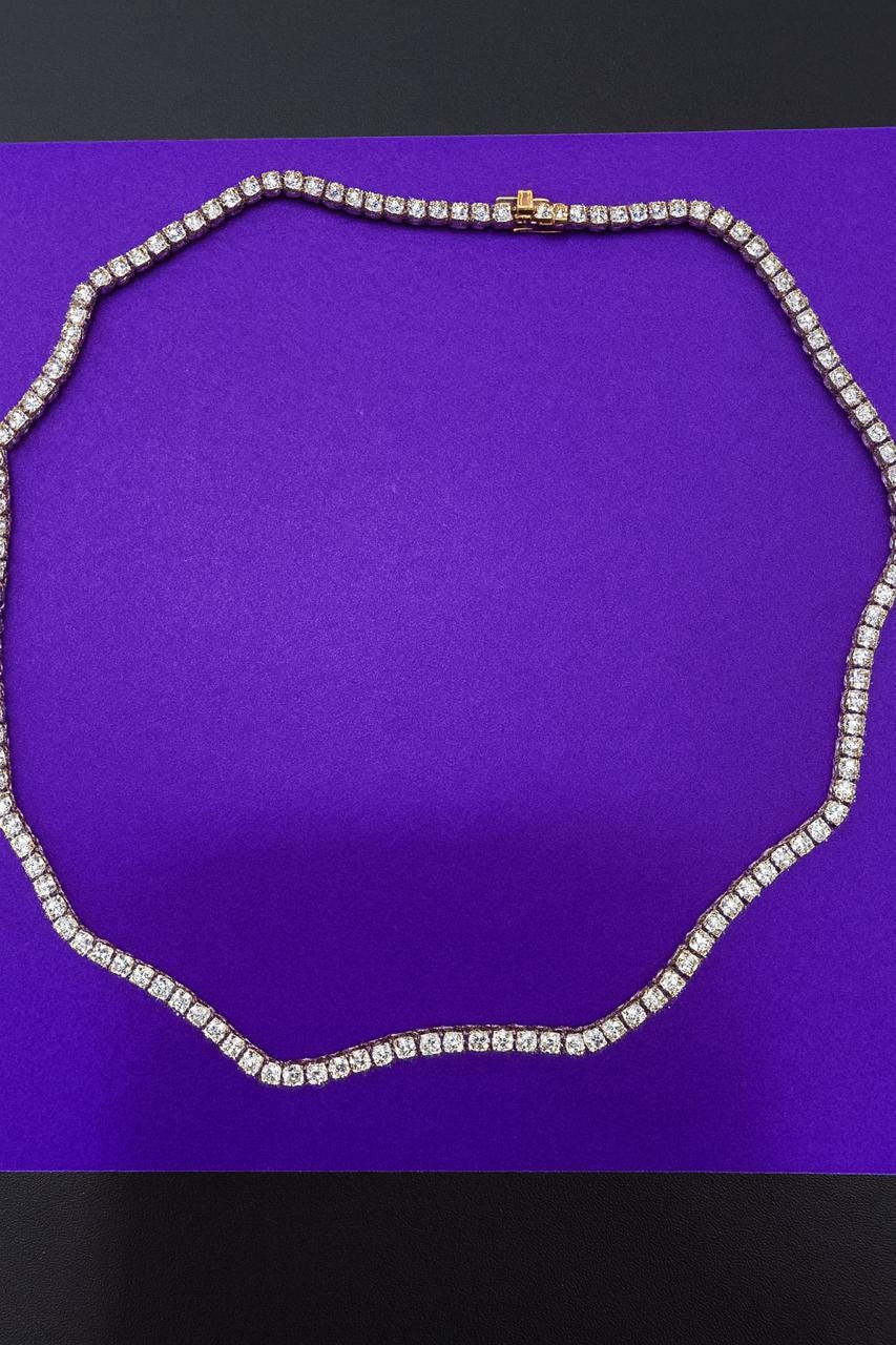 Classic Moissanite Tennis Necklace | 14K Gold Finish, Fine Jewelry Gift