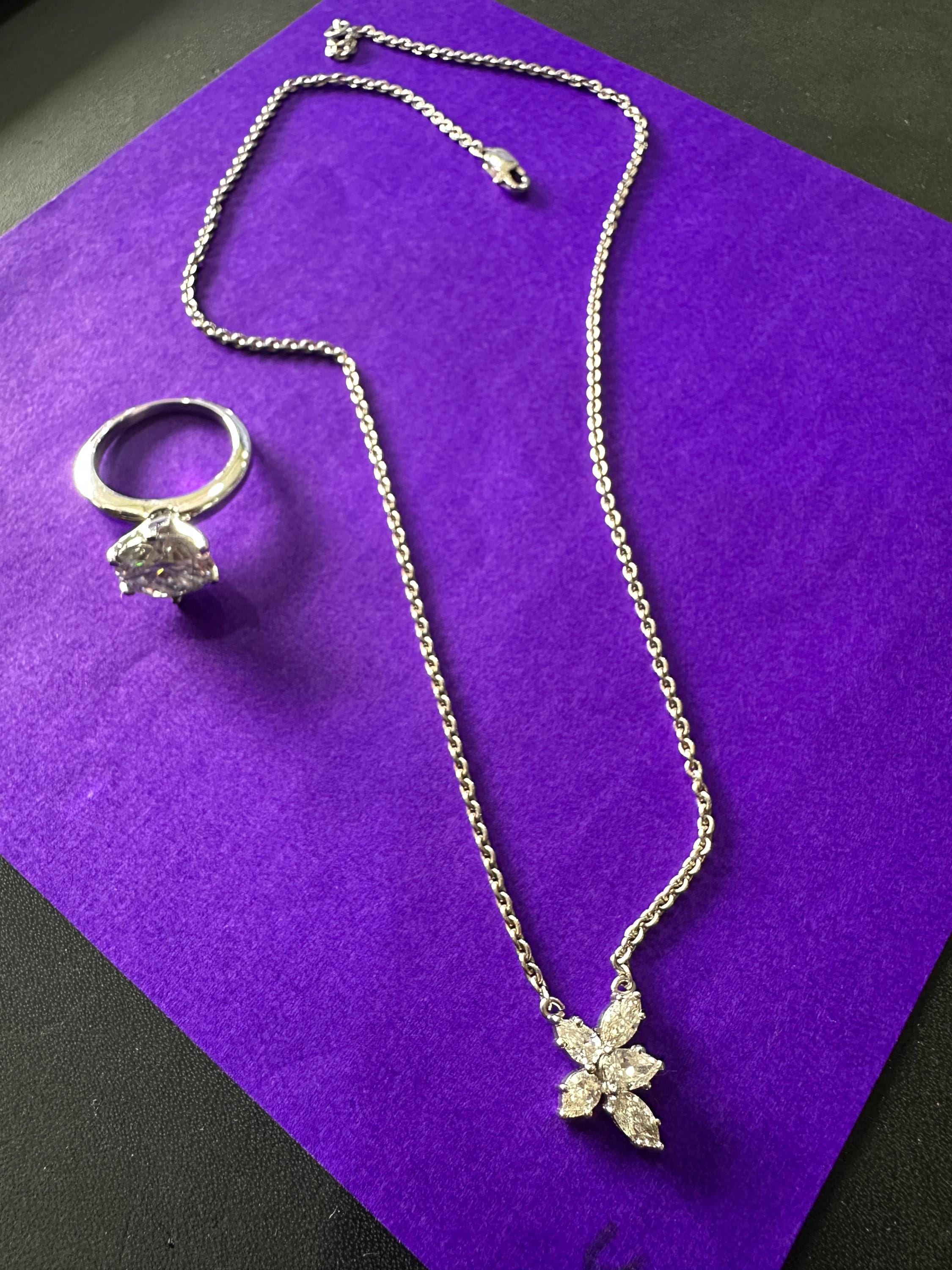 Diamond Butterfly Pendant Necklace | 14kt White Gold Finish, Fine Jewelry for Gift