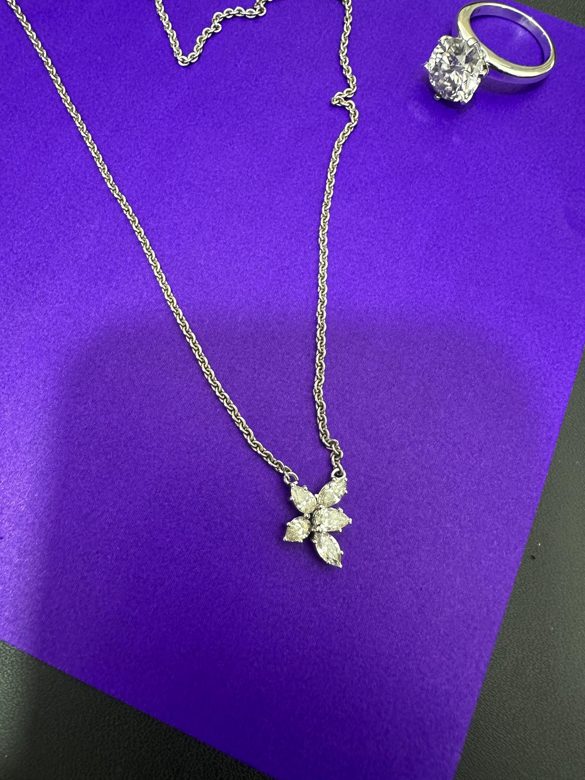 Diamond Butterfly Pendant Necklace | 14kt White Gold Finish, Fine Jewelry for Gift