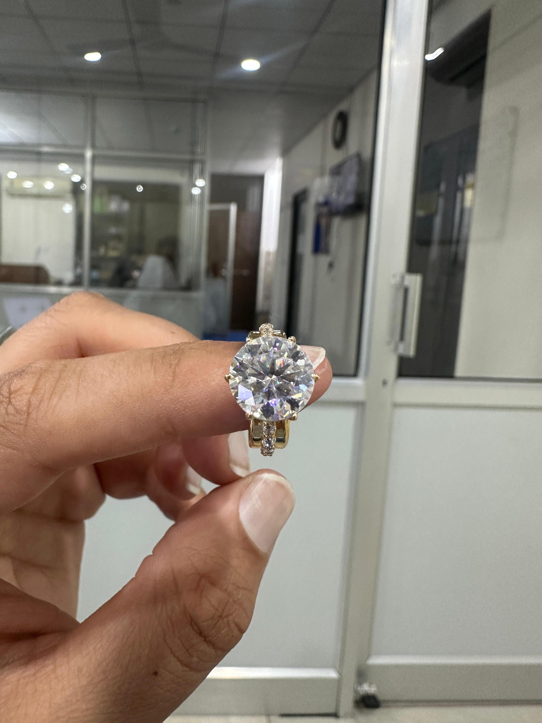 5 Ct Moissanite Lotus Engagement Ring | 14k Gold Finish
