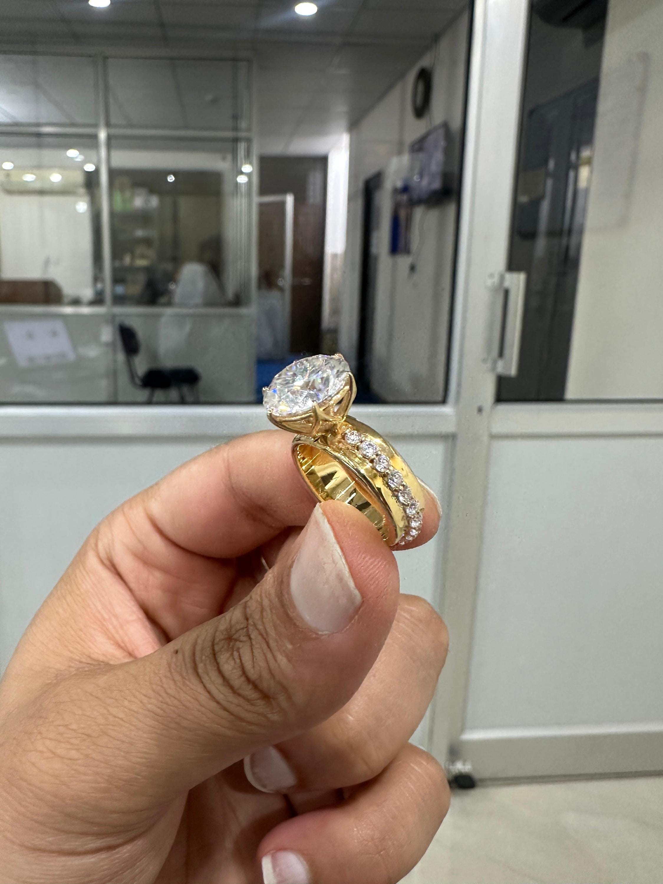 5 Ct Moissanite Lotus Engagement Ring | 14k Gold Finish