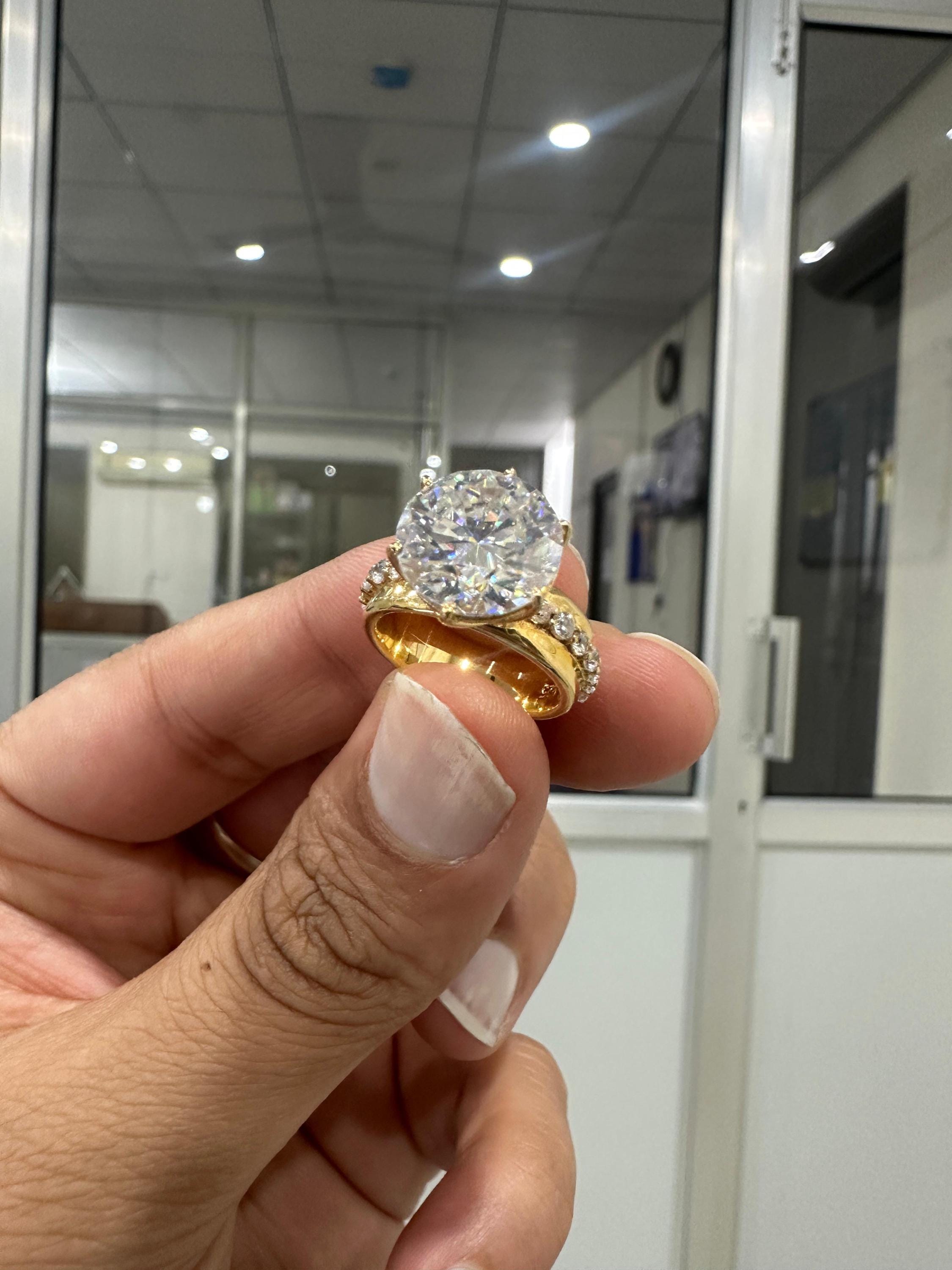 5 Ct Moissanite Lotus Engagement Ring | 14k Gold Finish