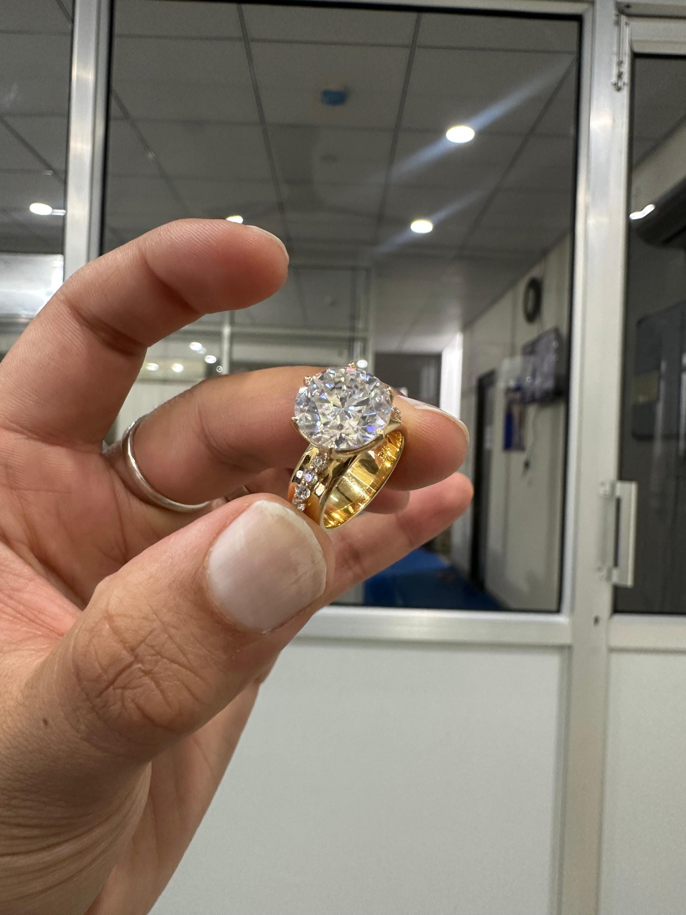 5 Ct Moissanite Lotus Engagement Ring | 14k Gold Finish
