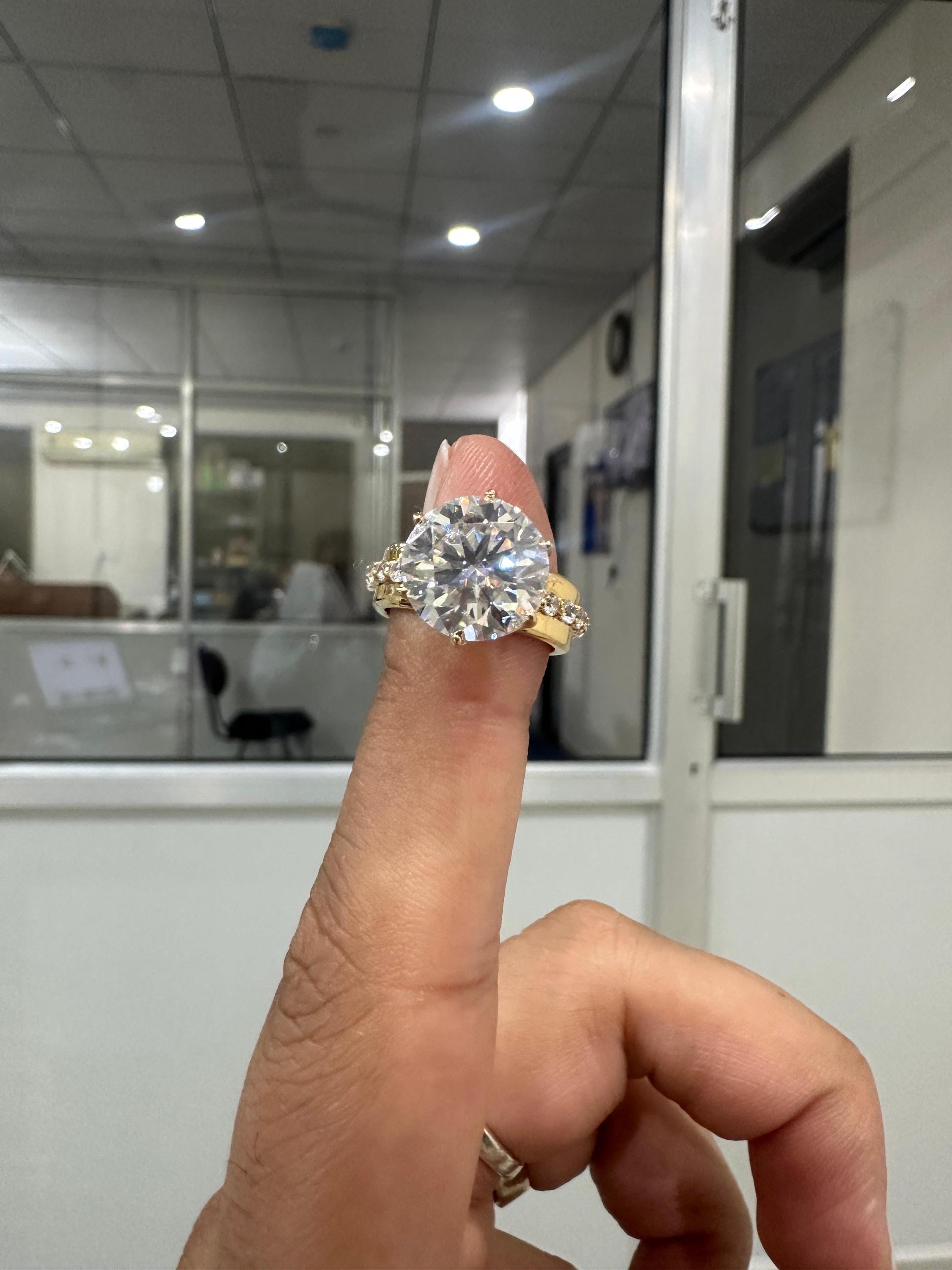 5 Ct Moissanite Lotus Engagement Ring | 14k Gold Finish