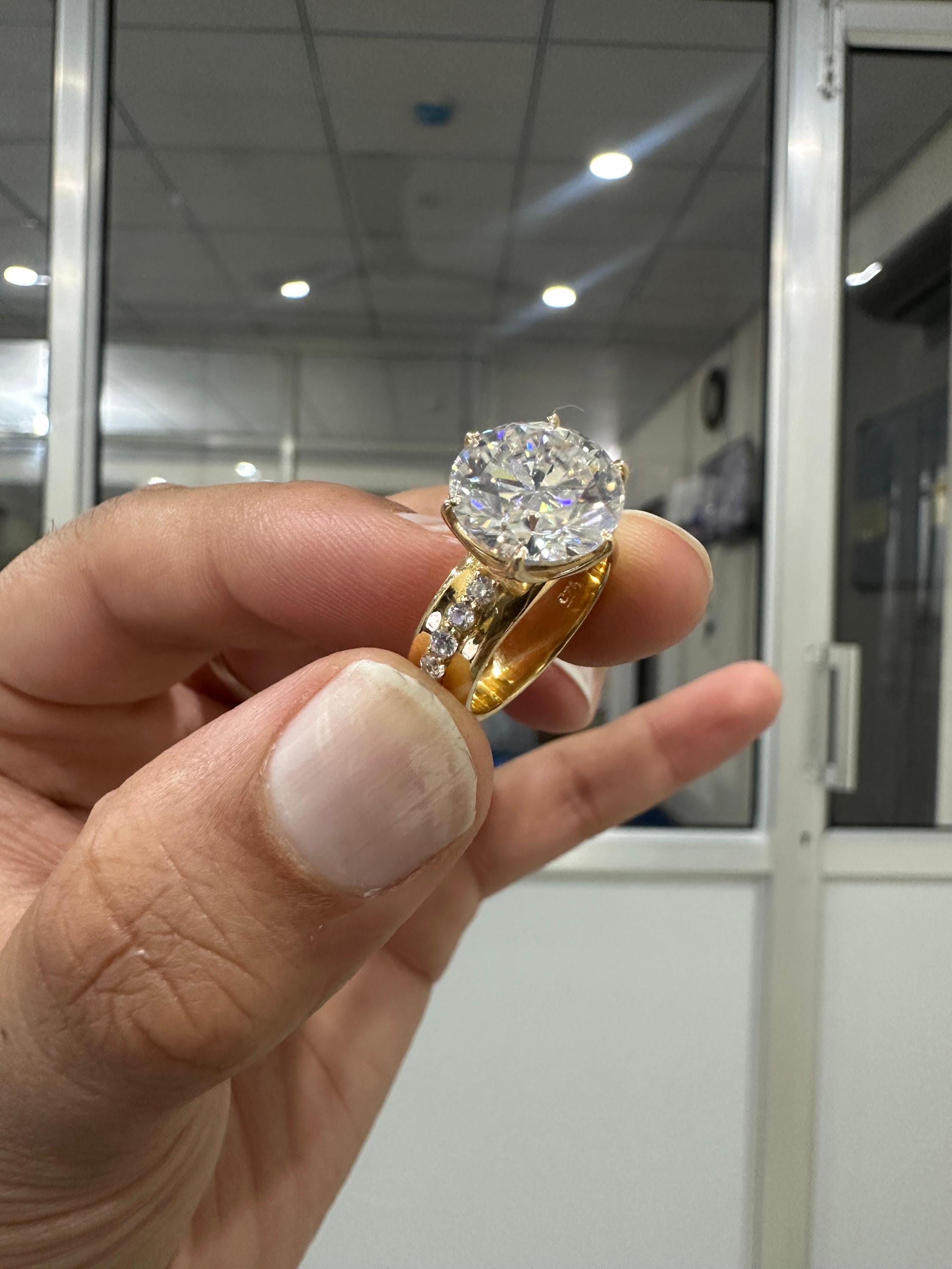 5 Ct Moissanite Lotus Engagement Ring | 14k Gold Finish