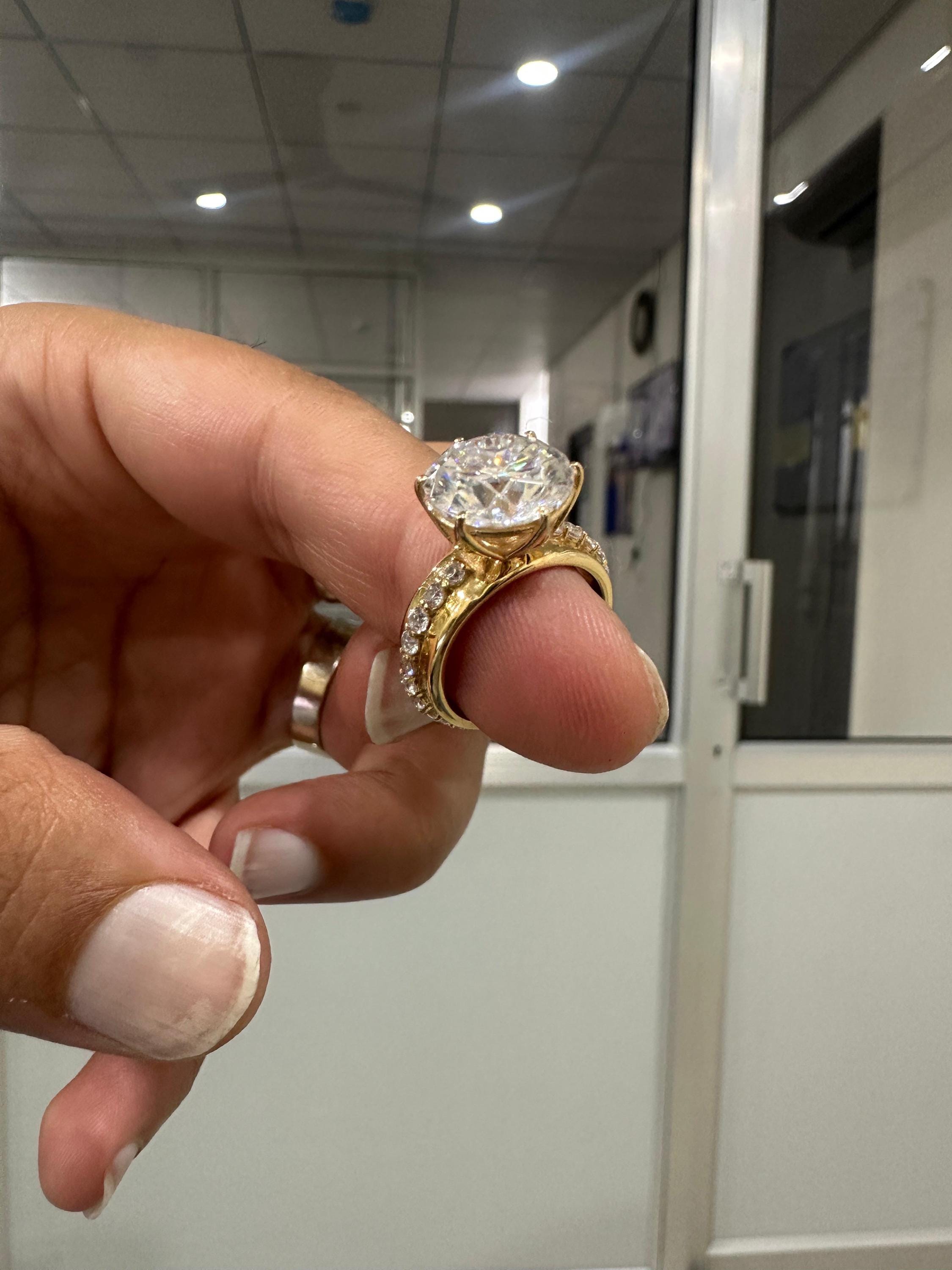5 Ct Moissanite Lotus Engagement Ring | 14k Gold Finish