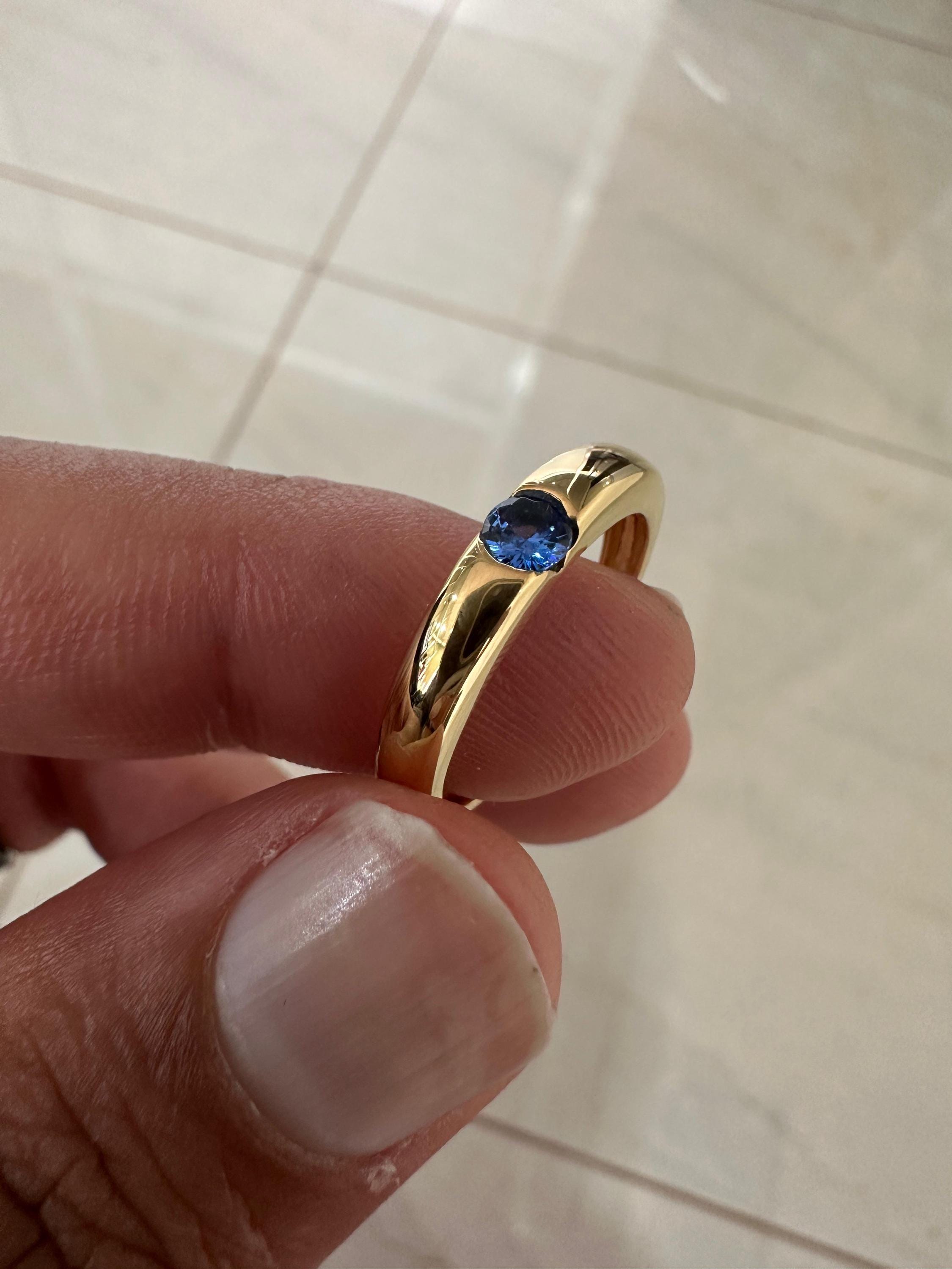 14K Gold Tanzanite Engagement Ring | Minimalist Promise Band