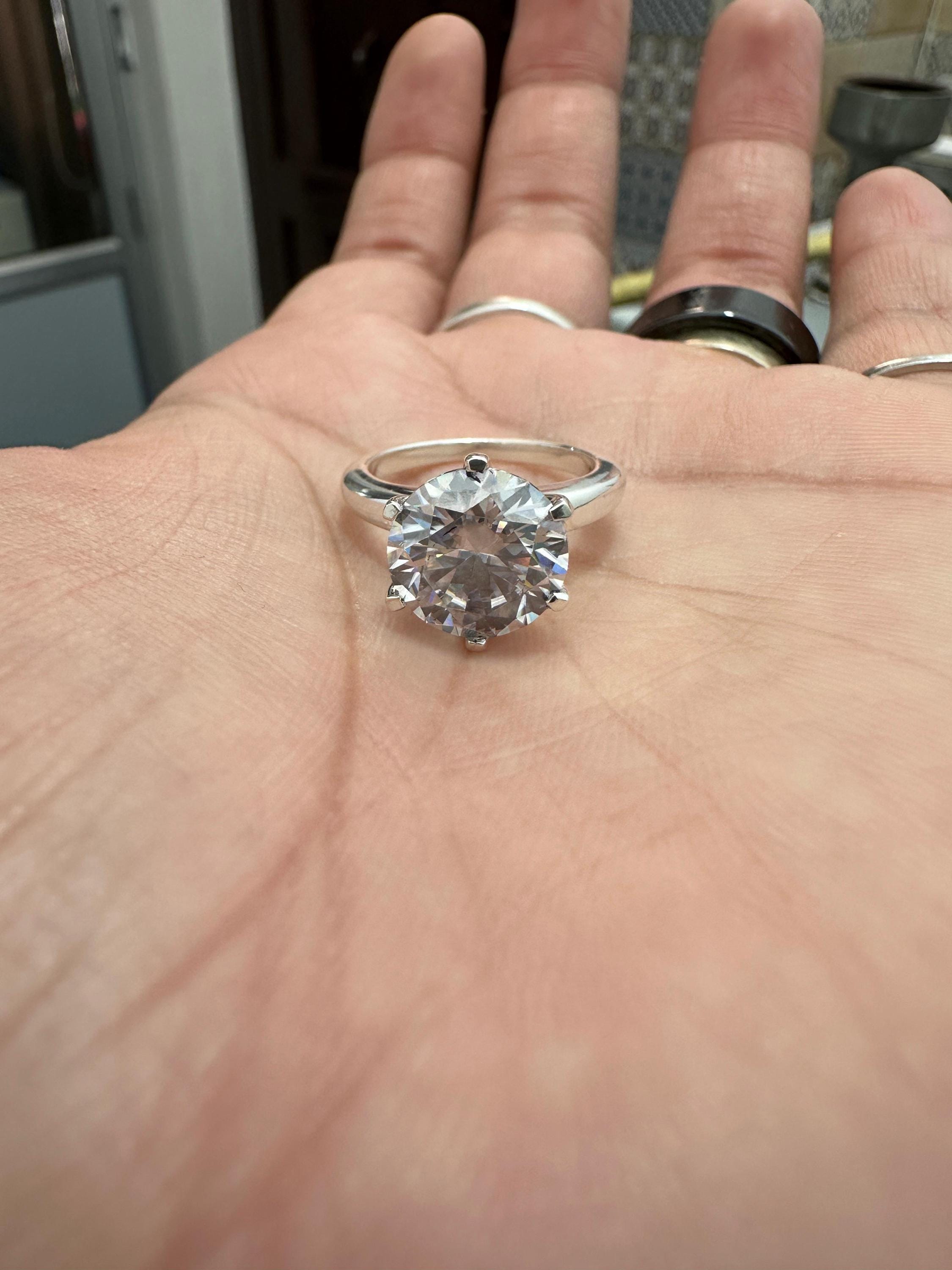 5 CT Solitaire Engagement Ring | 14K White Gold Finish, Six Prong