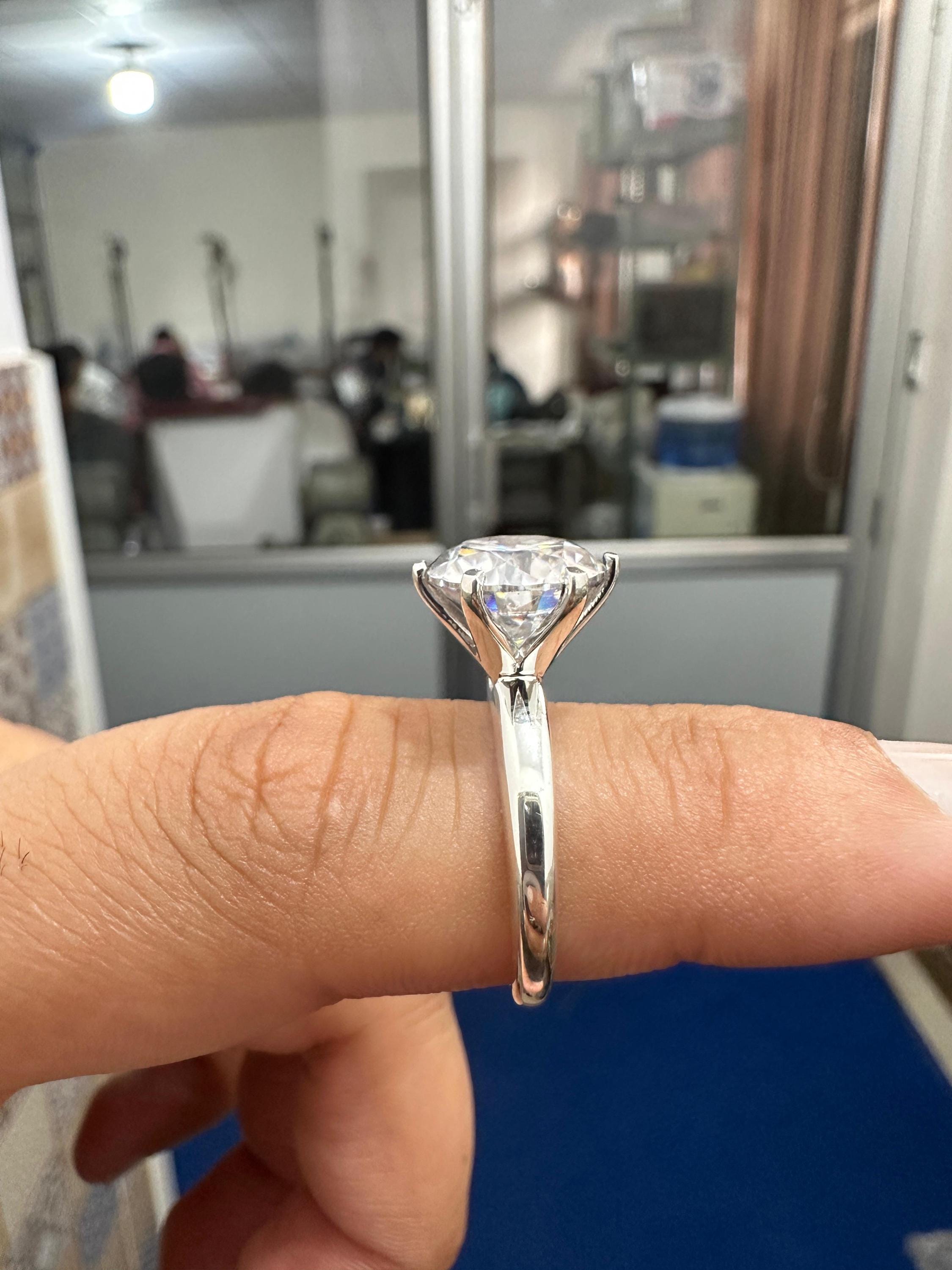 5 CT Solitaire Engagement Ring | 14K White Gold Finish, Six Prong