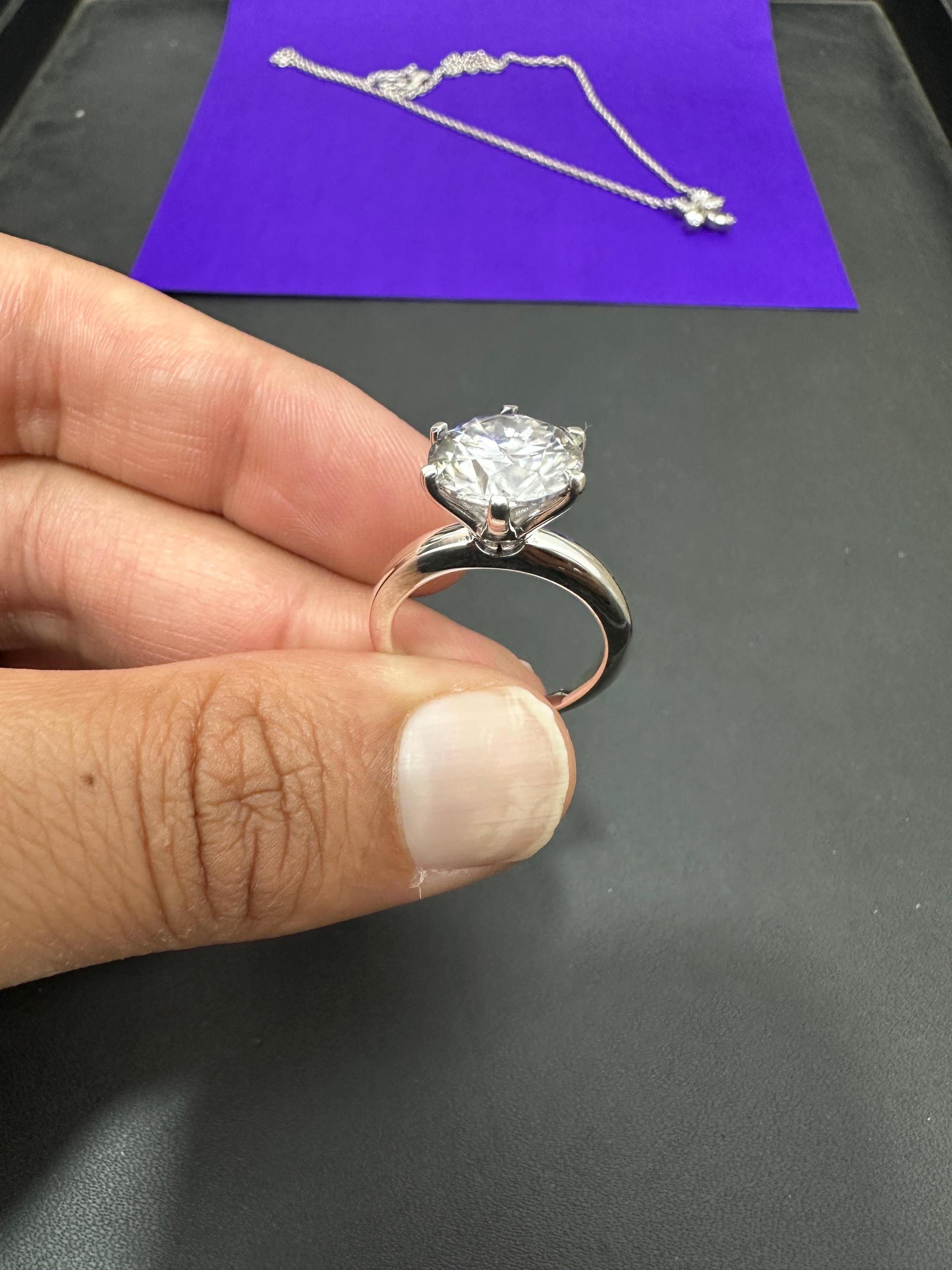 5 CT Solitaire Engagement Ring | 14K White Gold Finish, Six Prong
