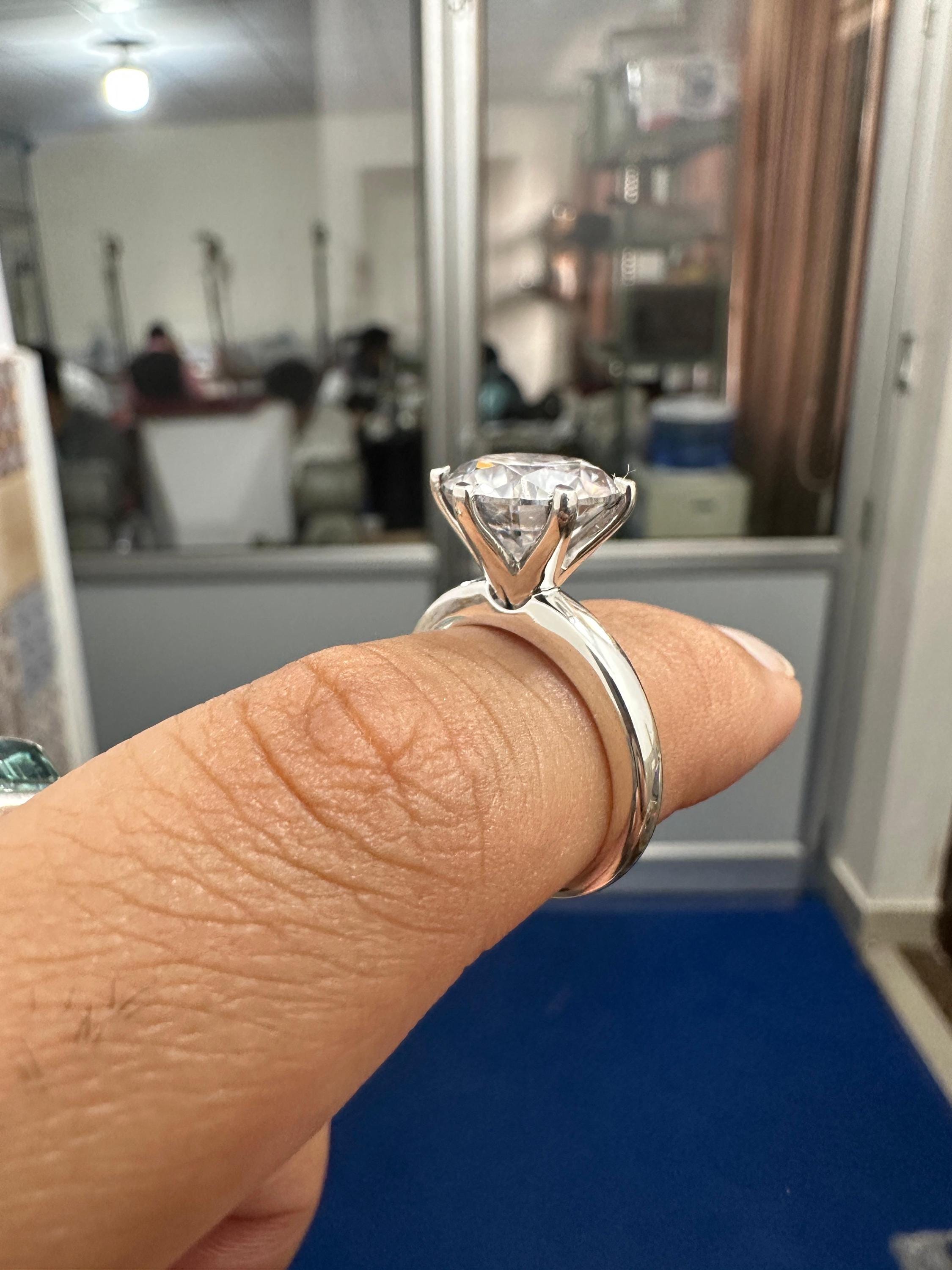 5 CT Solitaire Engagement Ring | 14K White Gold Finish, Six Prong