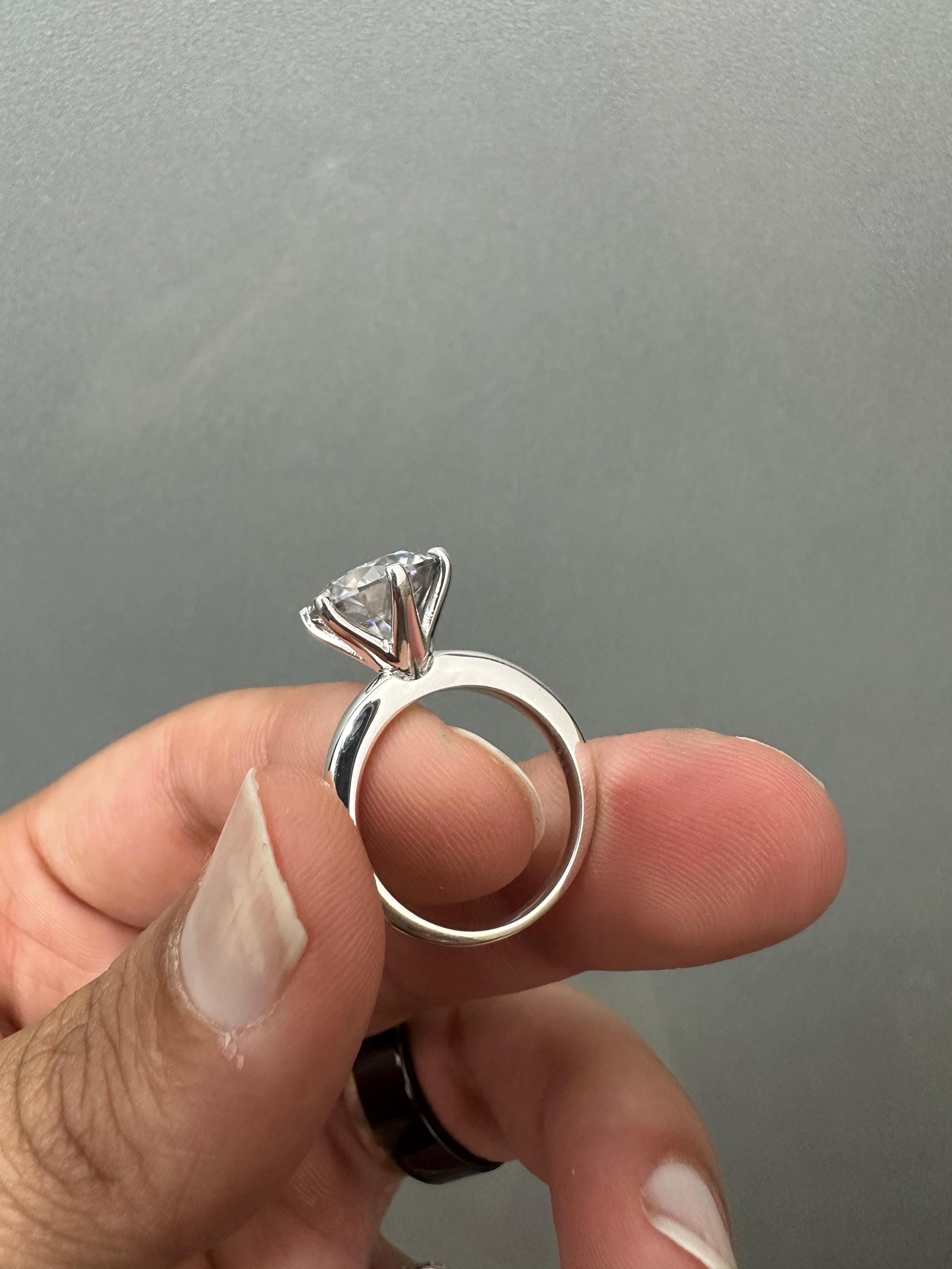 5 CT Solitaire Engagement Ring | 14K White Gold Finish, Six Prong