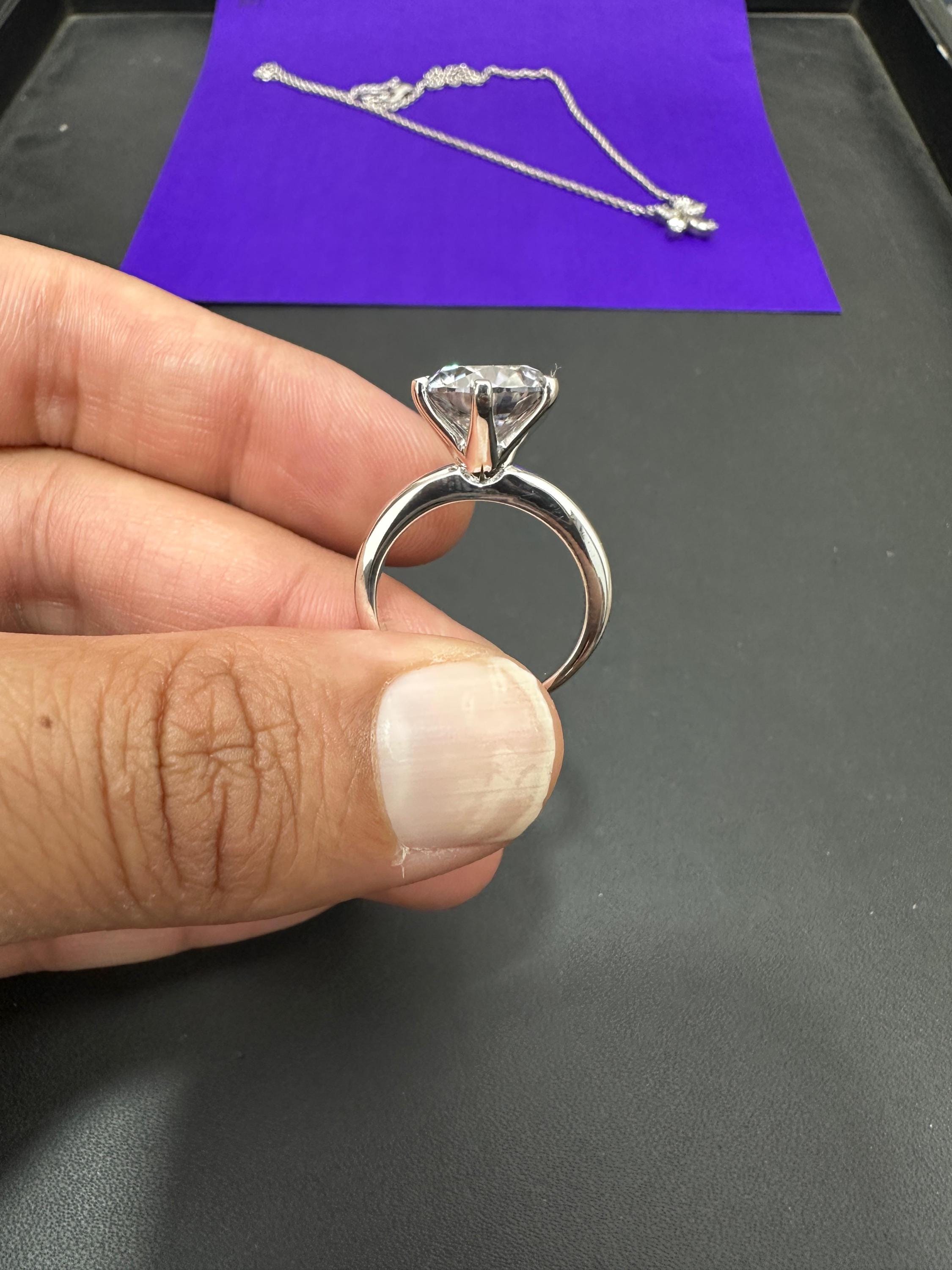 5 CT Solitaire Engagement Ring | 14K White Gold Finish, Six Prong