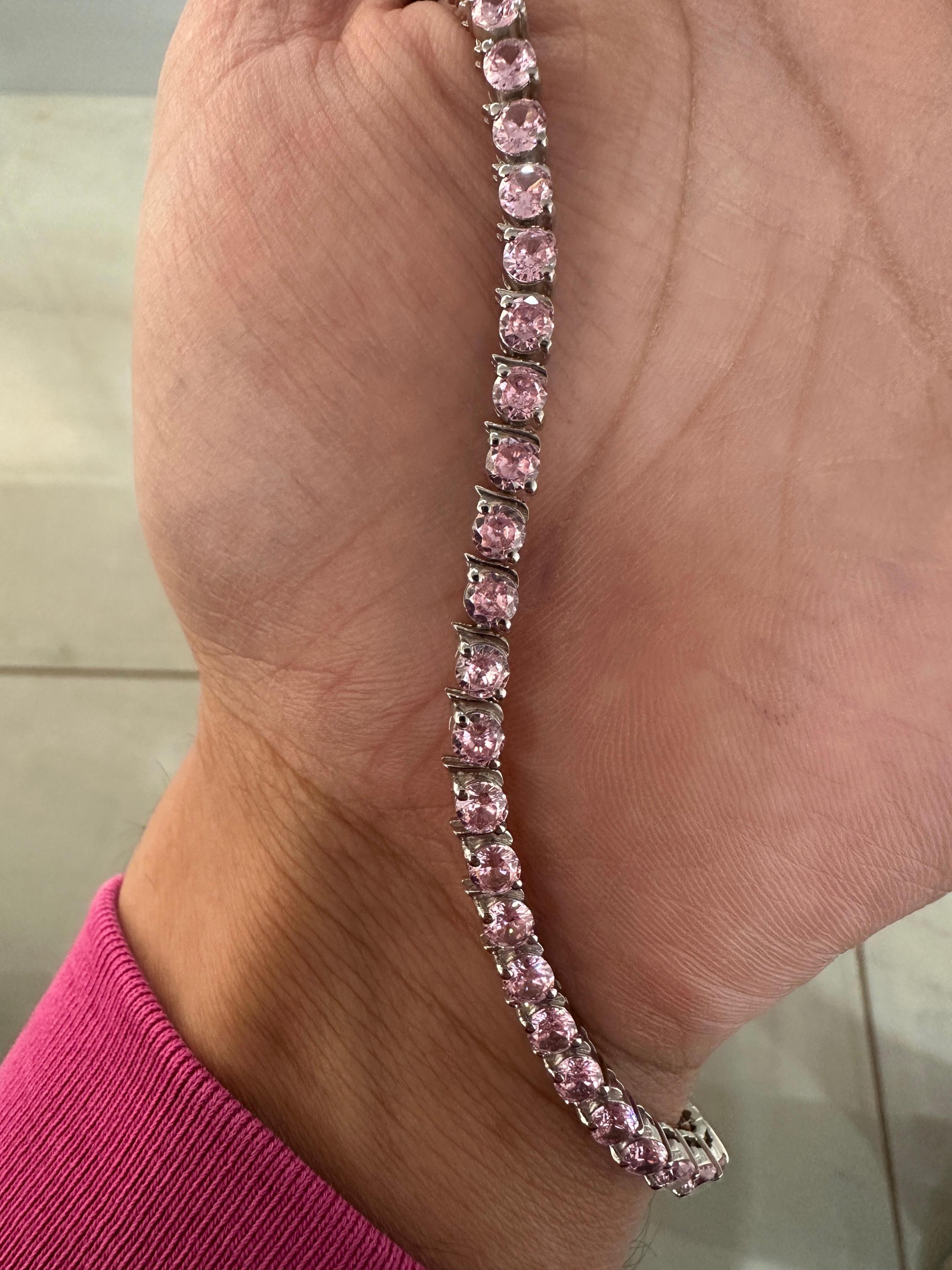 Pink Diamond Tennis Bracelet | 925 Sterling Silver, Luxury jewelry for gift