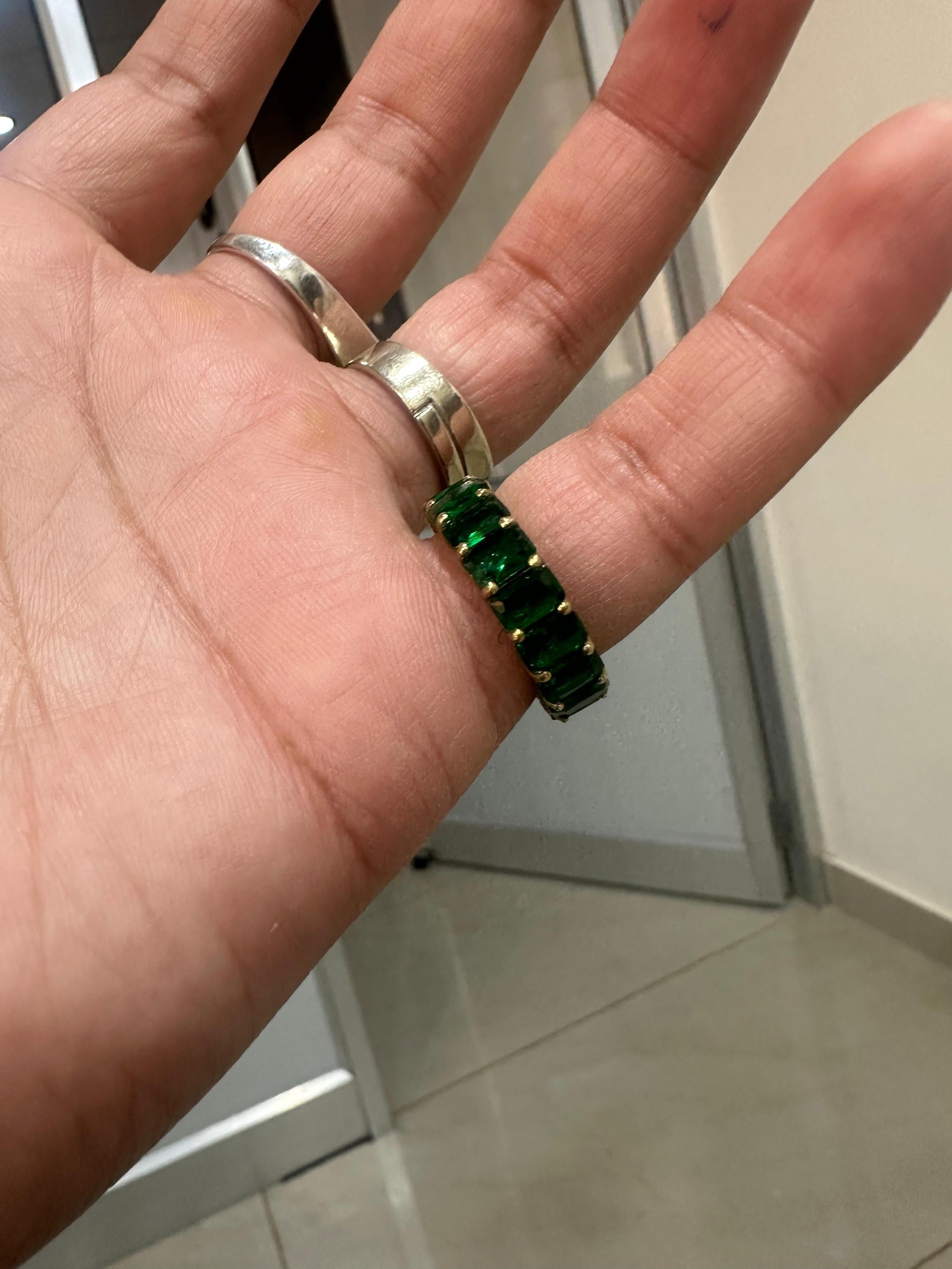 Emerald Eternity Band Ring | 14K Gold Finish, 11 Ct
