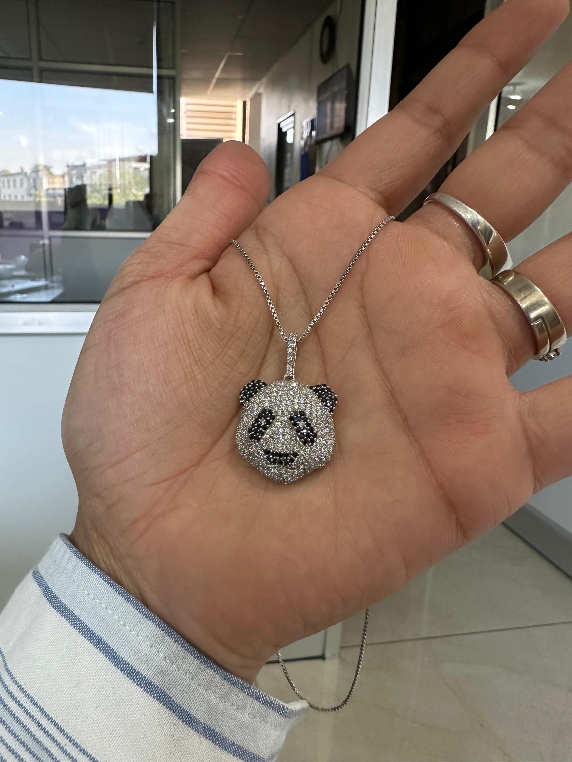 Sterling Silver Panda Pendant Necklace | Pavé-Style Animal Jewelry