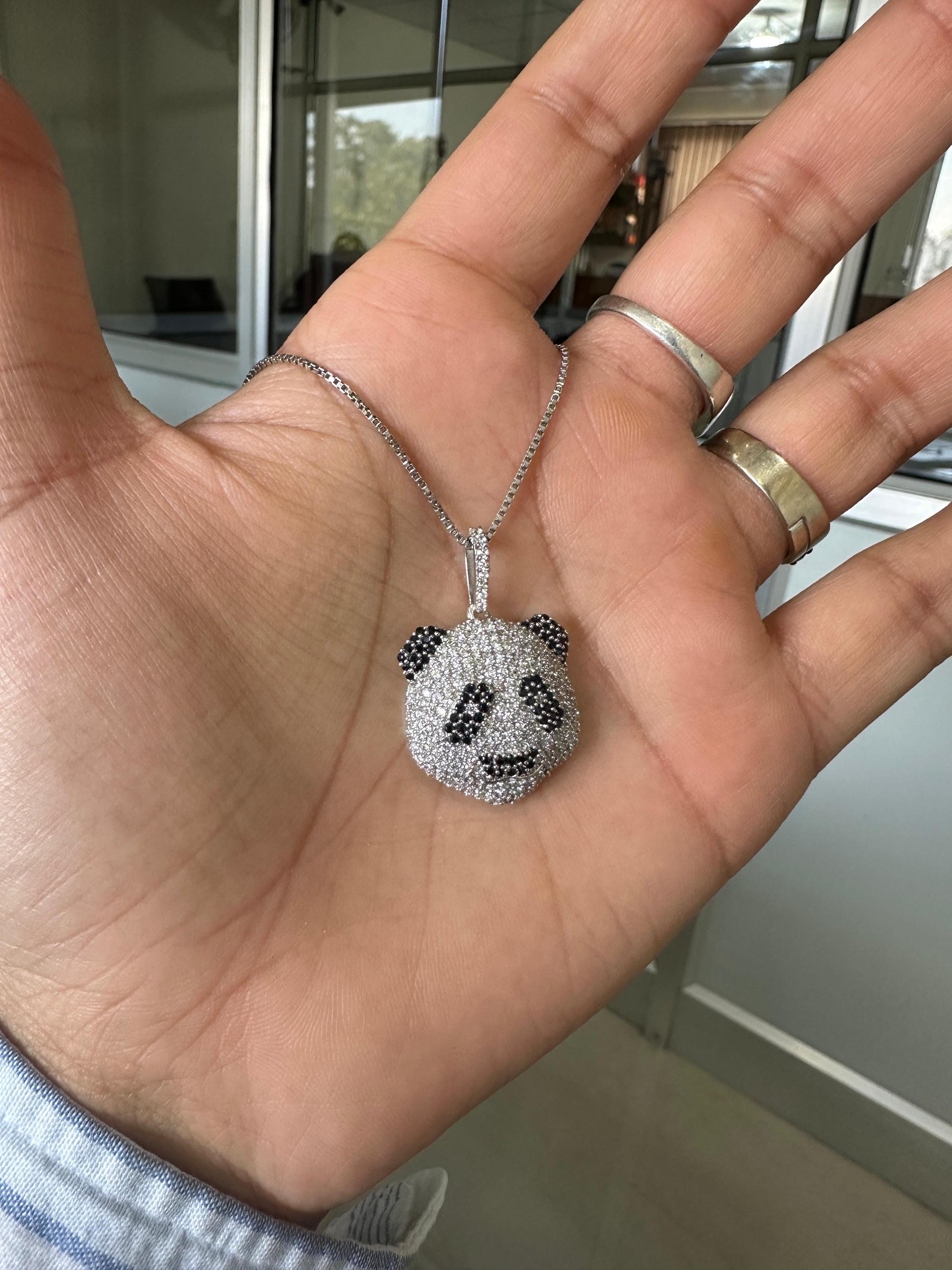 Sterling Silver Panda Pendant Necklace | Pavé-Style Animal Jewelry