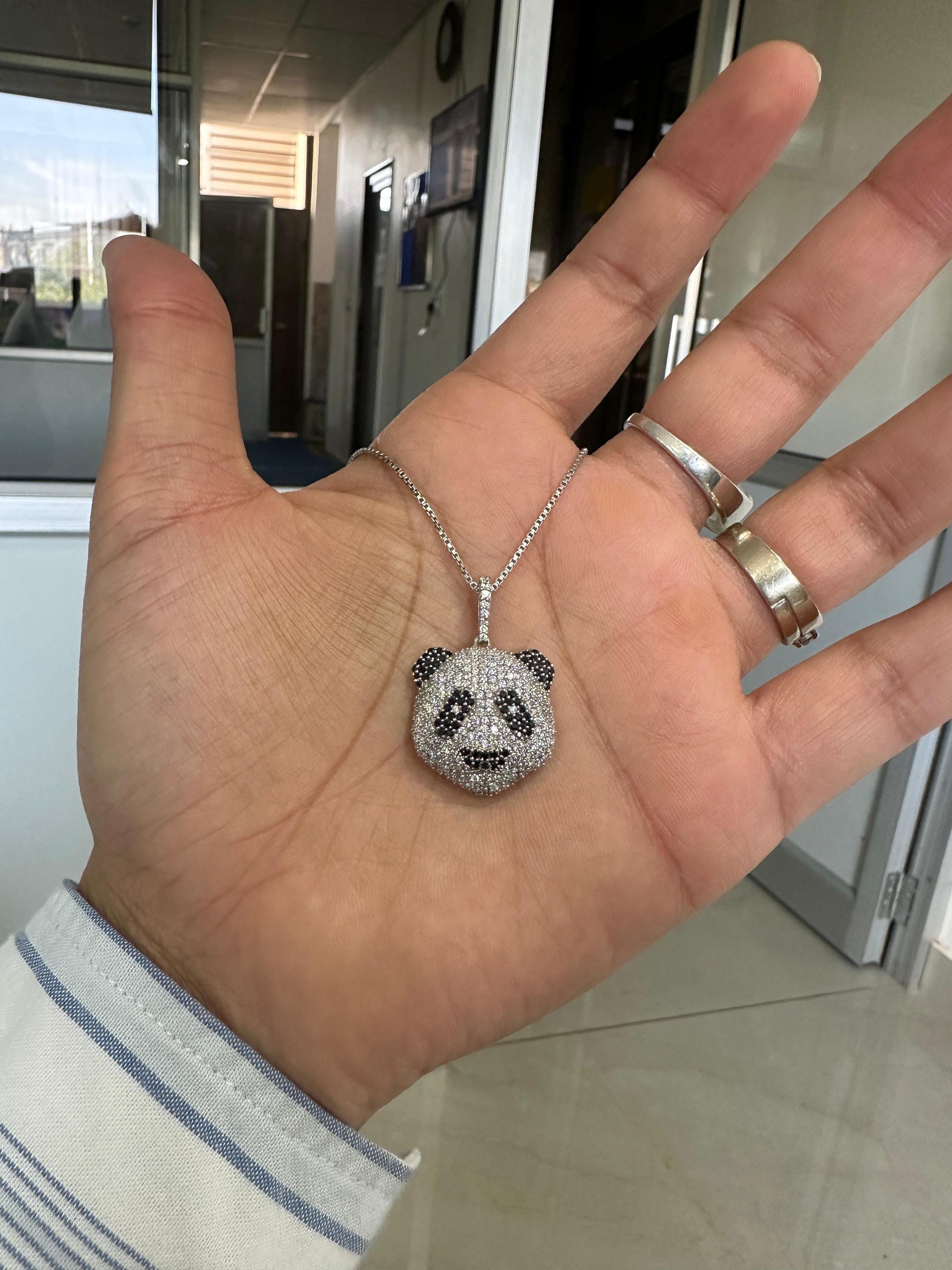 Sterling Silver Panda Pendant Necklace | Pavé-Style Animal Jewelry