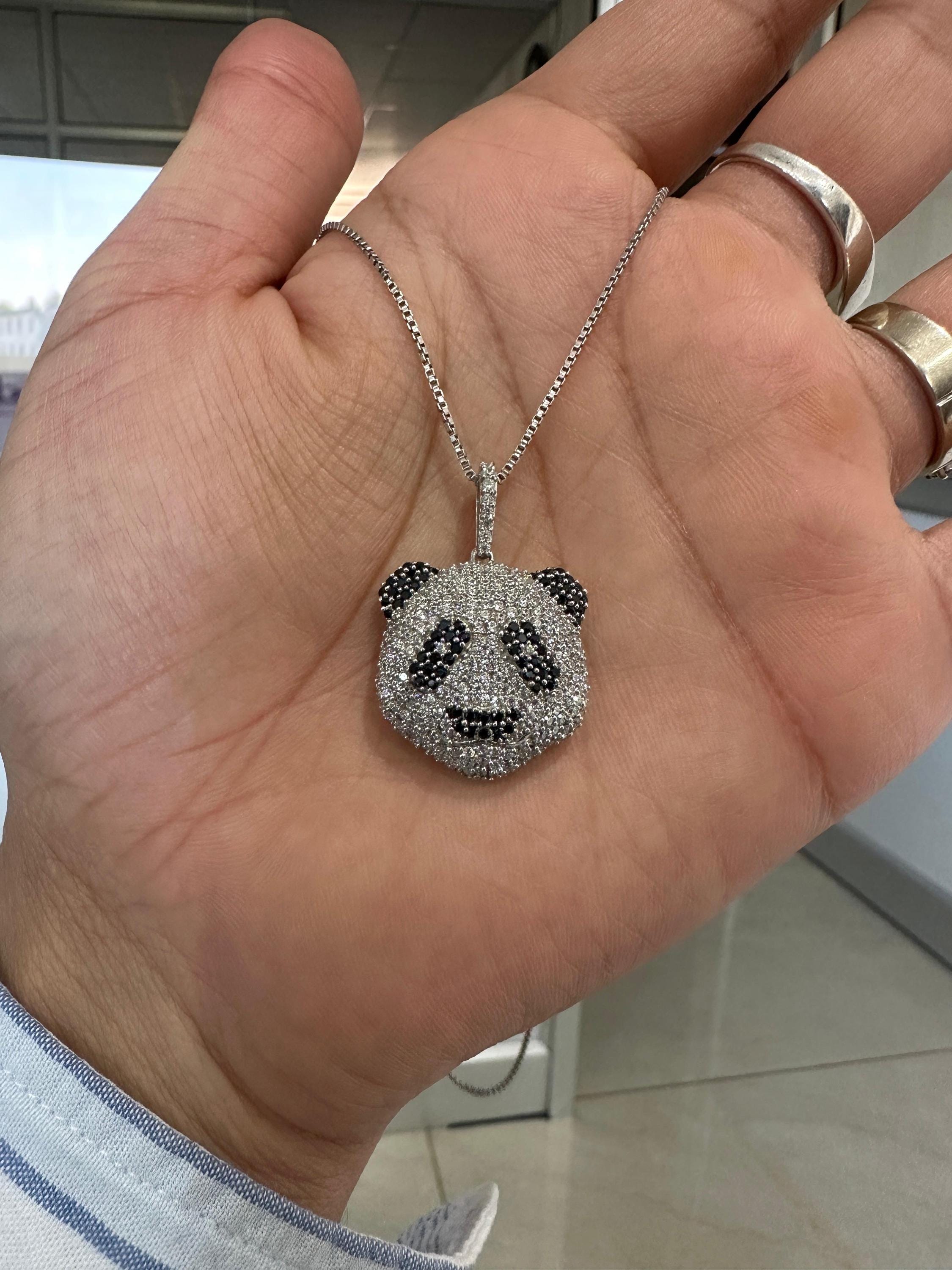 Sterling Silver Panda Pendant Necklace | Pavé-Style Animal Jewelry