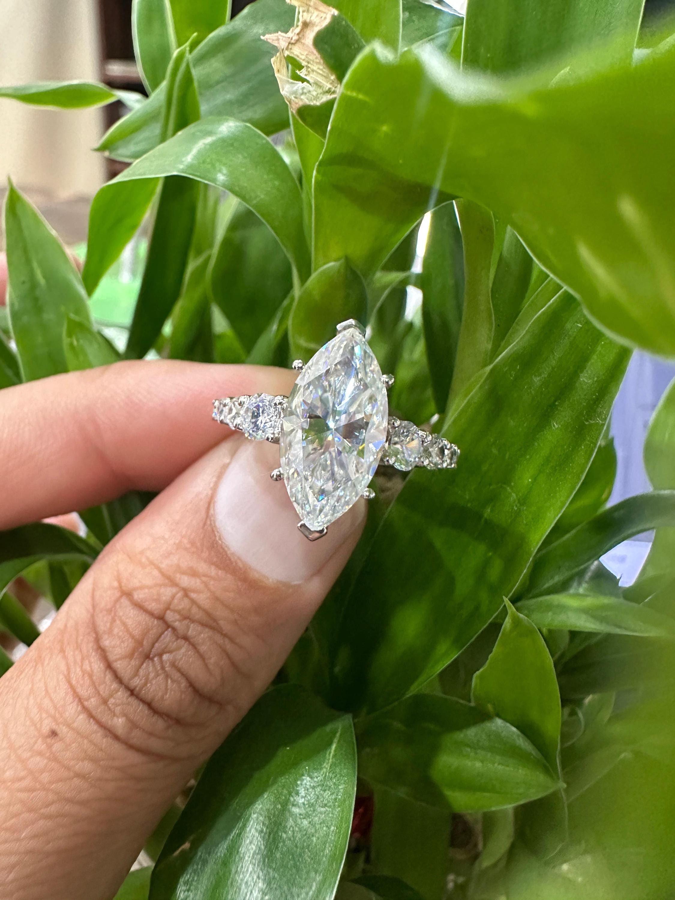 6 CT Marquise Moissanite Engagement Ring, 925 Sterling Silver Statement Ring, Elegant Gift Her