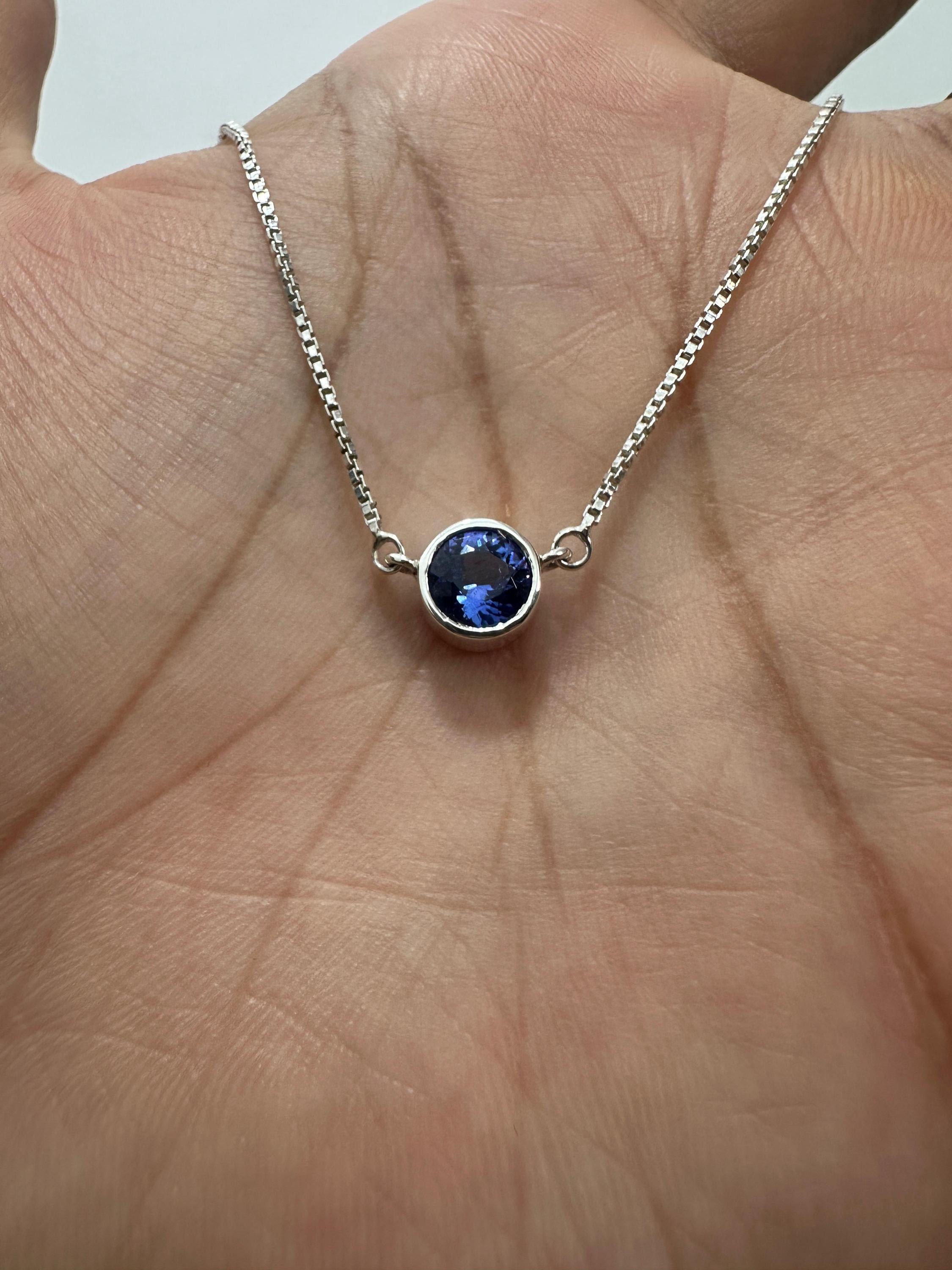 1.5 CT Natural Tanzanite Bezel Set Pendant | 925 Silver, December Birthstone Jewelry