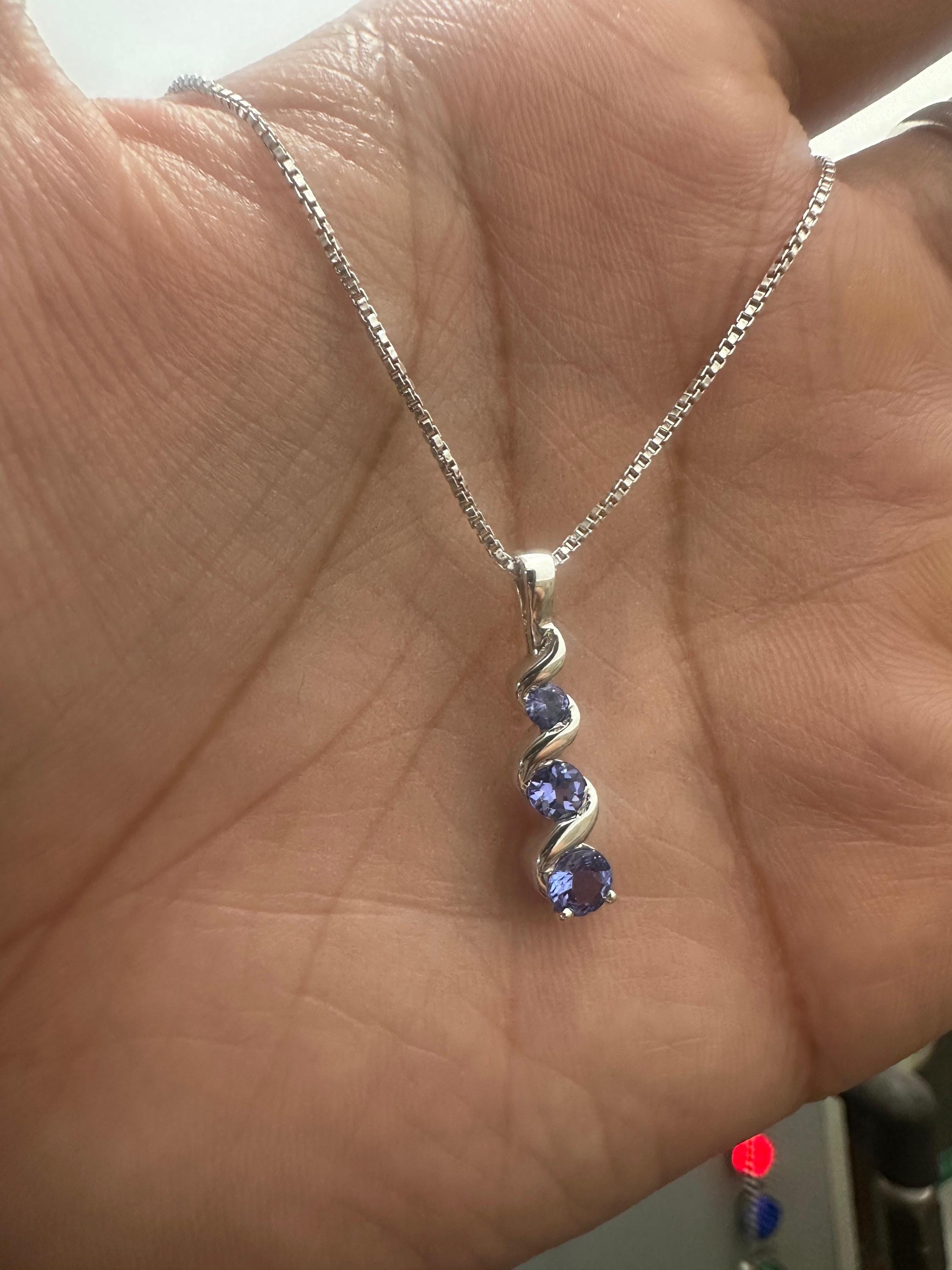 Unique Tanzanite Pendant Necklace | 925 Sterling Silver | December Birthstone Jewelry